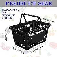 Vista 4 de Macarrie 12 cestas de compras, cestas de plástico de 20 L con asas, 16.9 x 11.8 x 9.1 pulgadas, resistentes, color negro