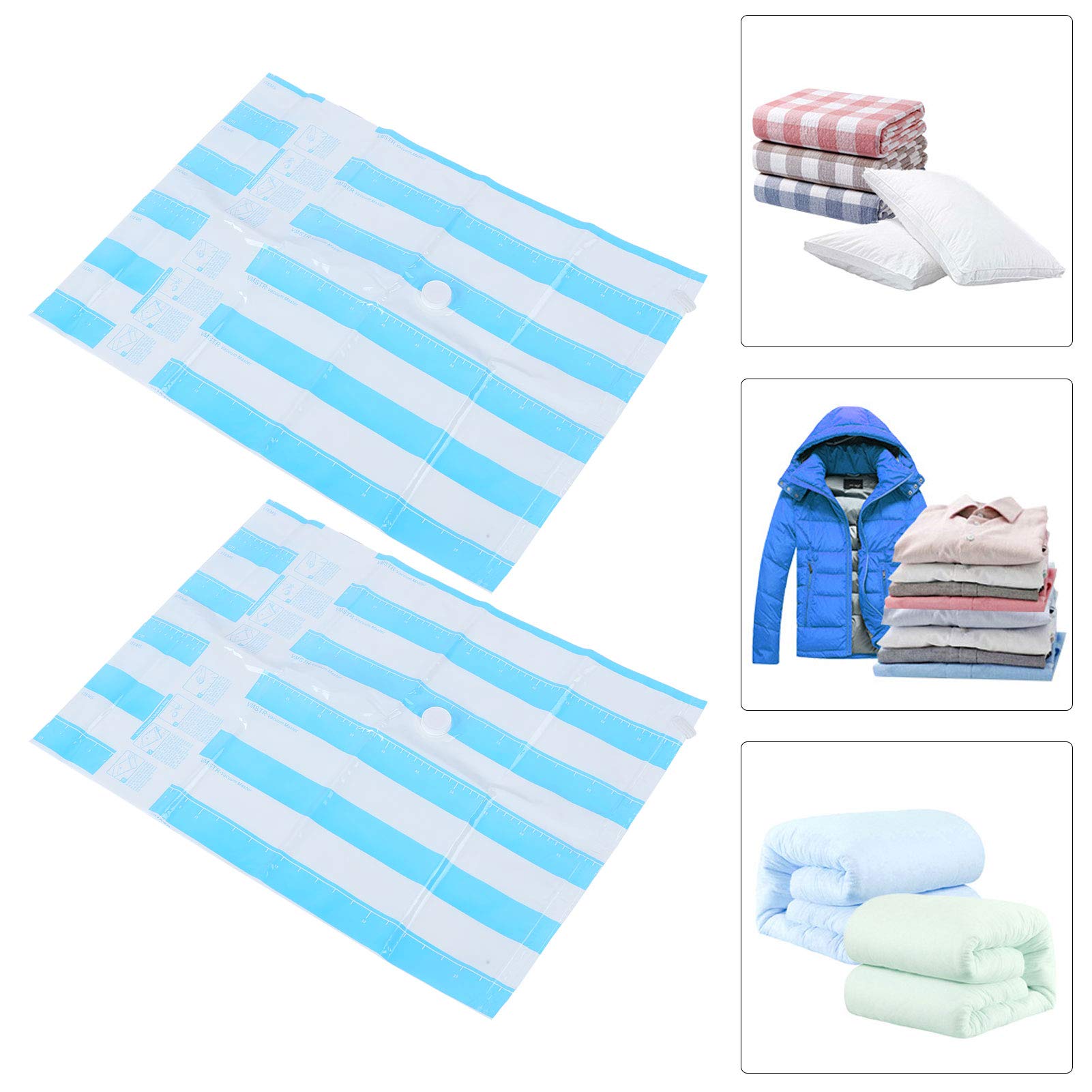 Bolsas de vacío de viaje reutilizables para ropa |Paquete de 10 bolsas de compresión que ahorran espacio |Almacenamiento a prueba de fugas para mantas/edredones/toallas |La (70 * 50CM)