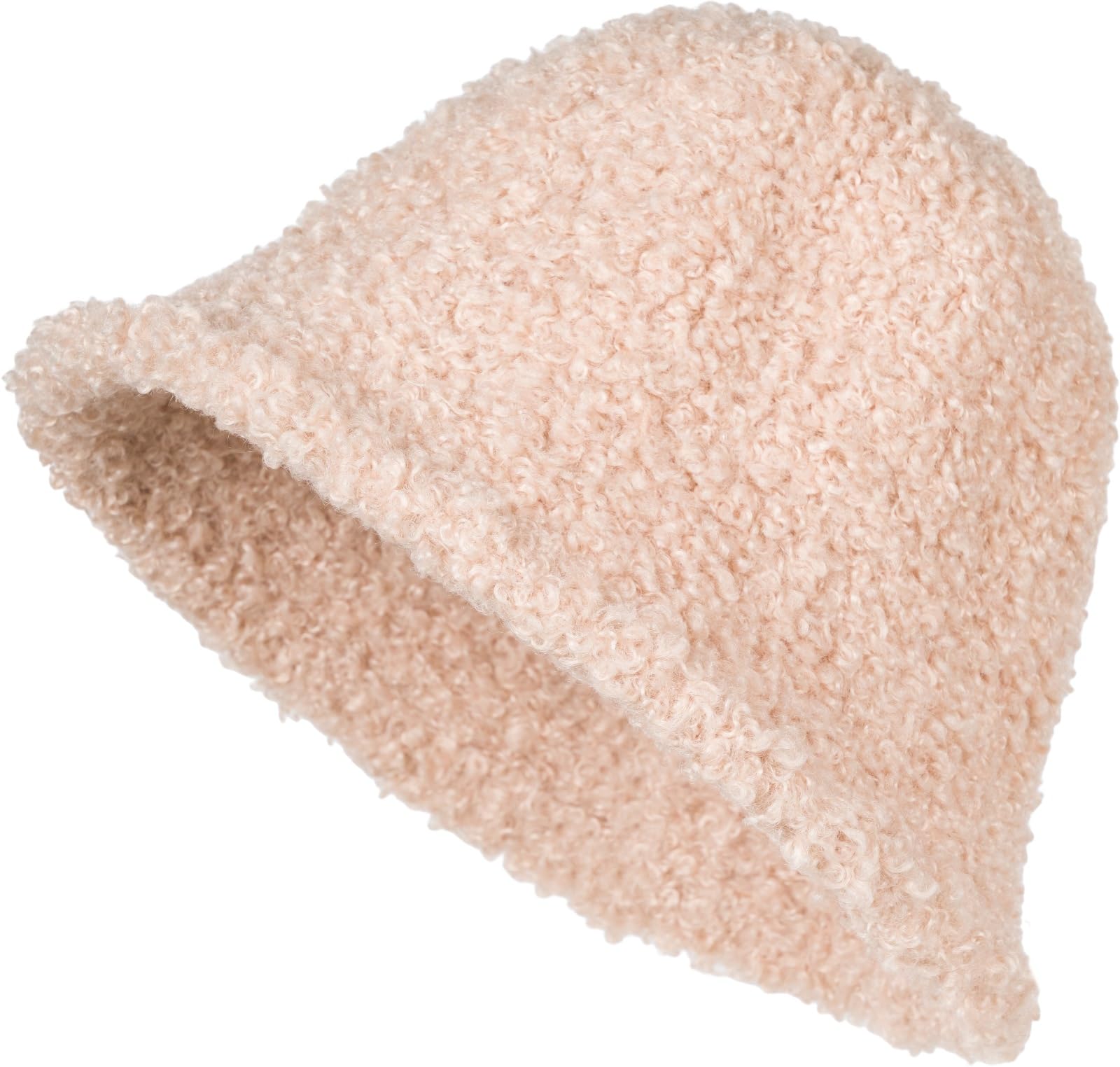 styleBREAKER Women's Fishing hat in Teddy Fur Look Unicoloured, Warm Bucket hat Autumn Winter Plain 04025039, Colour:Beige
