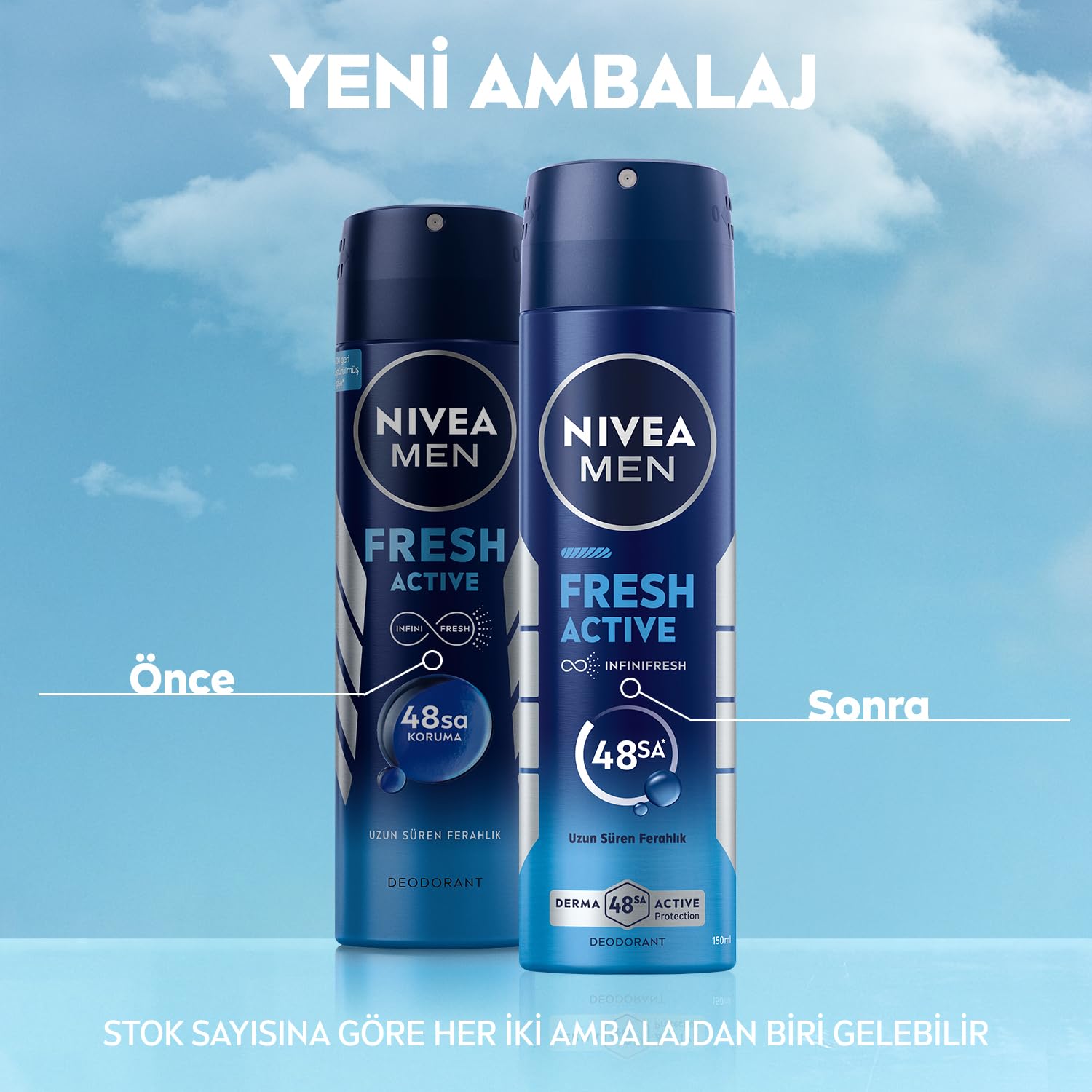 NIVEA MEN Erkek Sprey Deodorant Fresh Active 150 ml,Ter Kokusuna Karşı 48 Saat Koruma,Okyanus Özleri,Uzun Süren Ferahlık,Alüminyum İçermeyen Formül