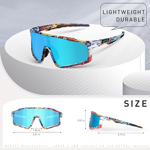 Miniatura 5 de KAPVOE Gafas de ciclismo polarizadas para hombres y mujeres, 3 lentes MTB para montar en bicicleta, gafas deportivas