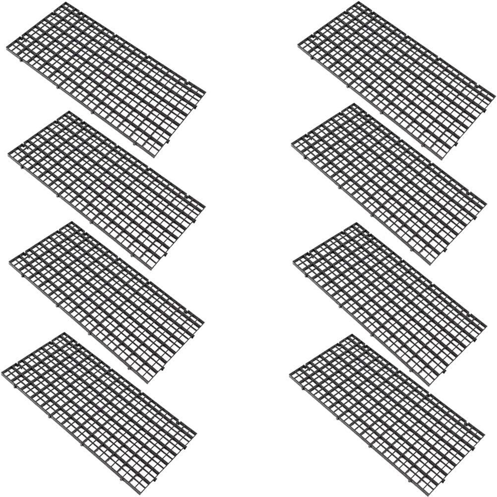 8 Pack Fish Tank Divider, Snap Together & Cutting Feature - Plastic Aquarium Divider Panel Separator -Grid Isolation Board Divider, Egg Crate Fish Tank Bottom Tray, Black