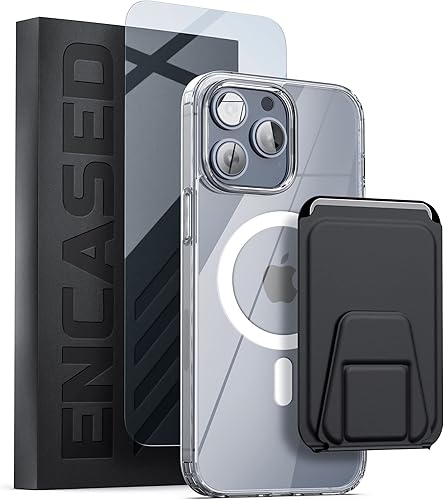 Miniatura 1 de ENCASED Funda transparente para iPhone 14 Pro Max con tarjetero compatible con Magsafe | Incluye cartera de cuero y protector de pantalla de vidrio