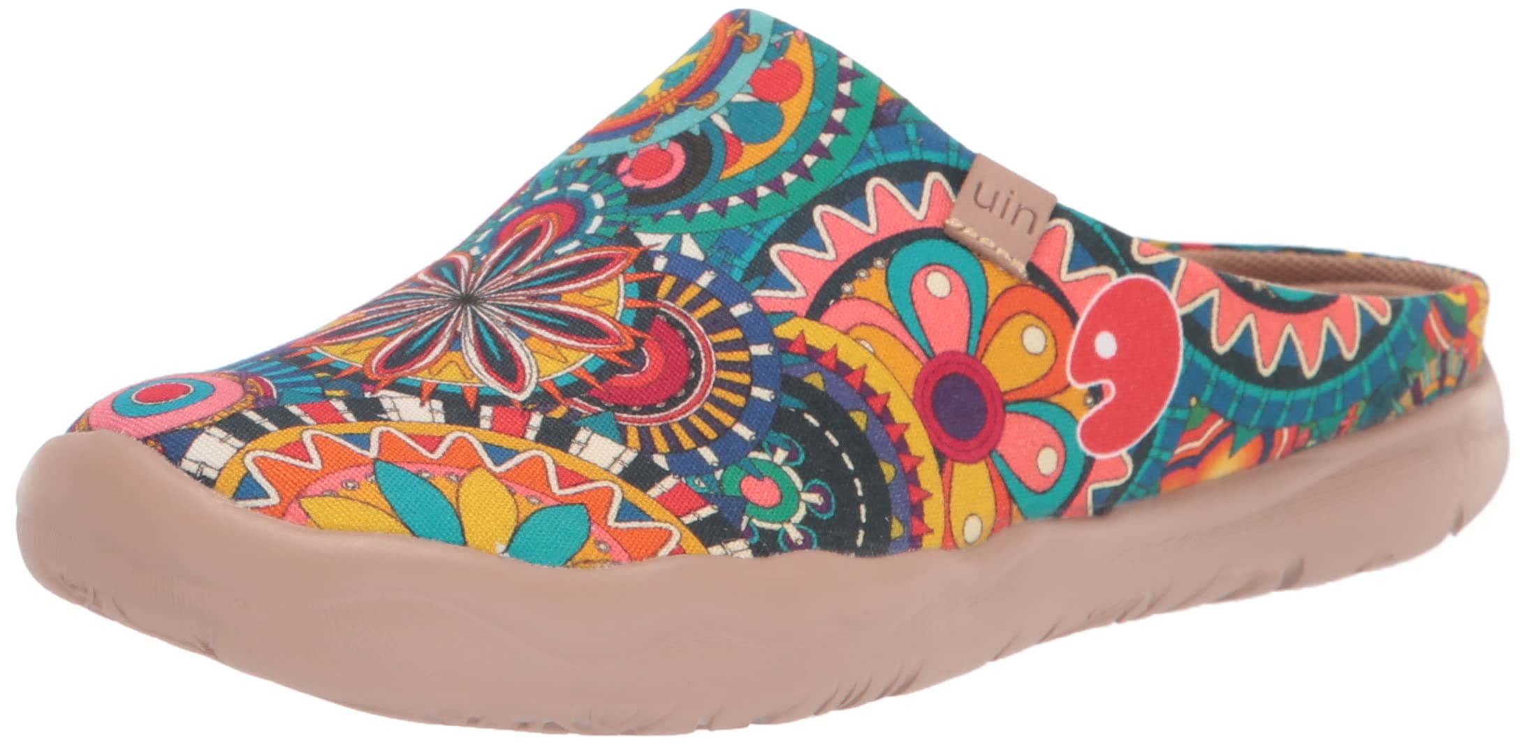 UIN Slipper Woman Travel Art Painted Shoes Wide Toe Casual Home Slip On Mules Malaga