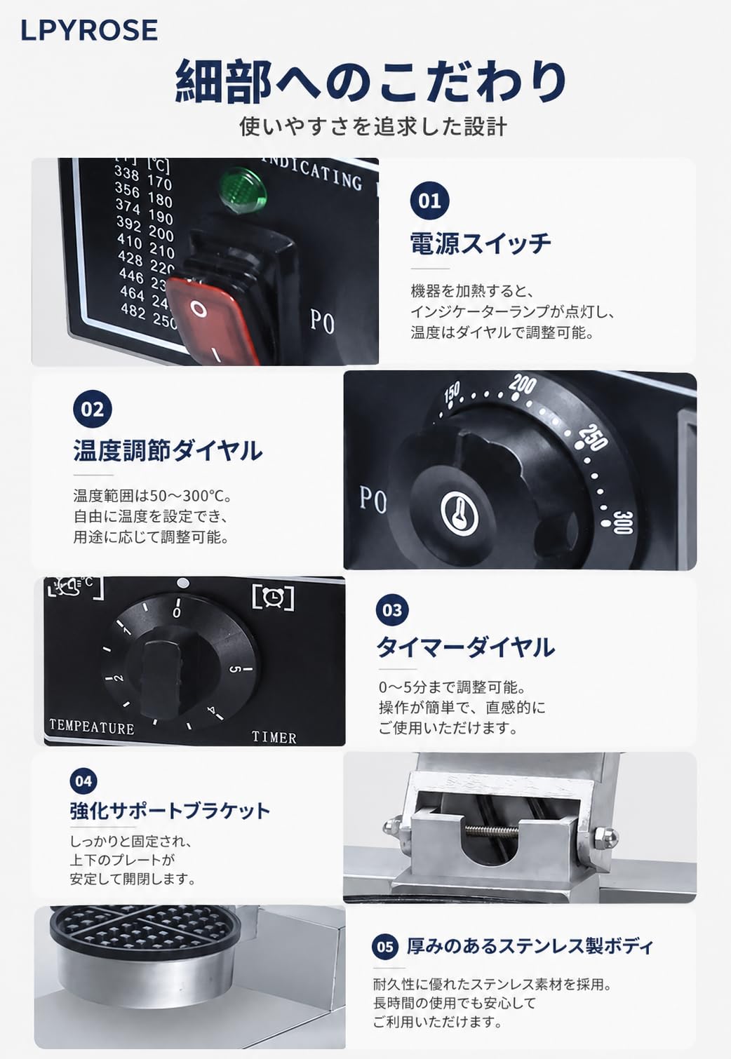 Amazon.co.jp: LPYROSE ワッフルメーカー(waffle maker/ﾜｯﾌﾙﾒｰｶｰ)兼 