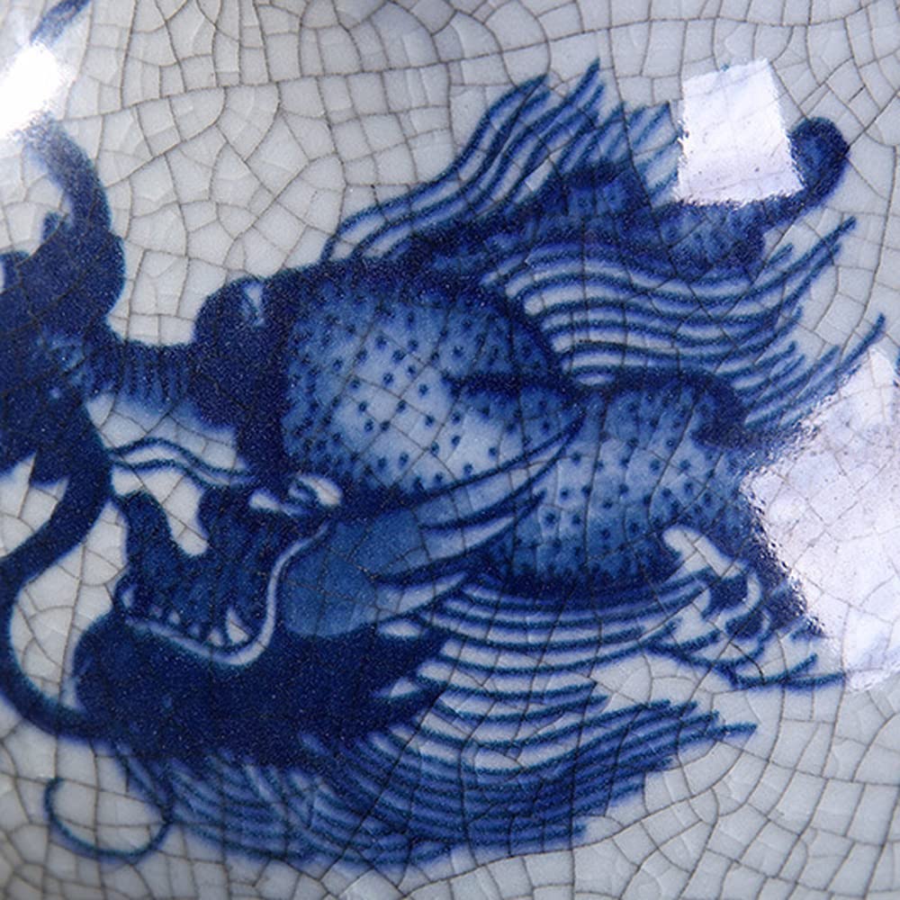 Niebieski i biały smok ceramiczny wazon pod pokładem, emaliowany krakiel, chiński styl retro, ręcznie robiony, do domu, salonu, (mój)