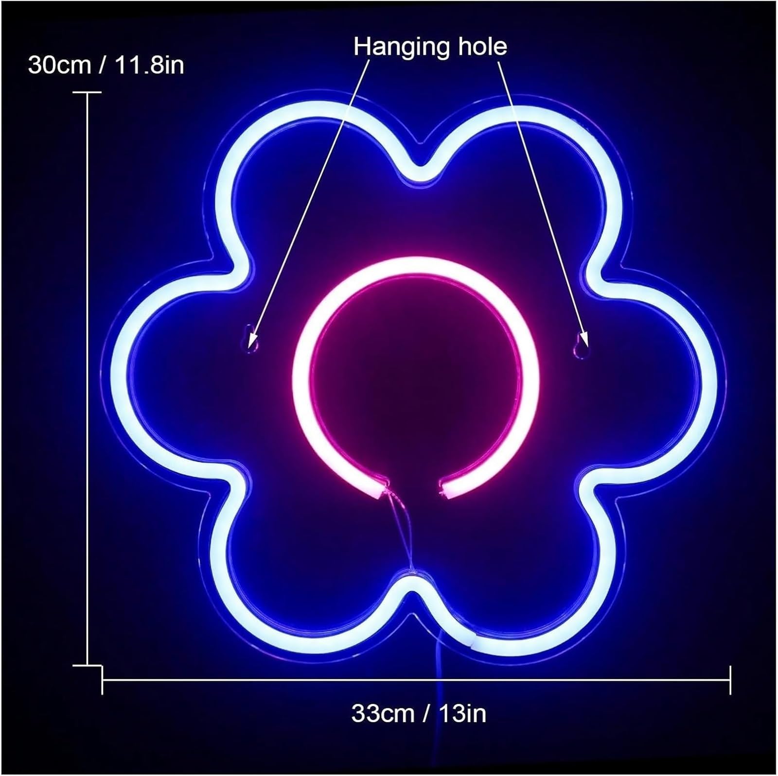 Fiore LED per insegna al neon Decorazione da parete Corpo sospeso per bar Negozio Festa Bambini nella per stanza(Blu)