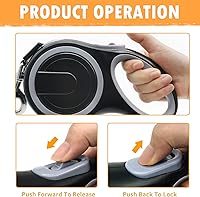 Vista 4 de Correa retráctil para perro de 26 pies, correa resistente ideal para perros de hasta 110 libras, mango antideslizante de goma, freno con una sola