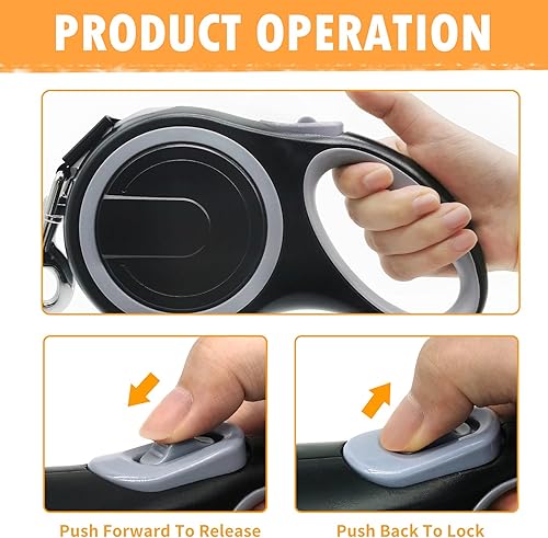 Miniatura 4 de Correa retráctil para perro de 26 pies, gran correa resistente para perros de hasta 110 libras, mango de goma antideslizante, freno con una sola