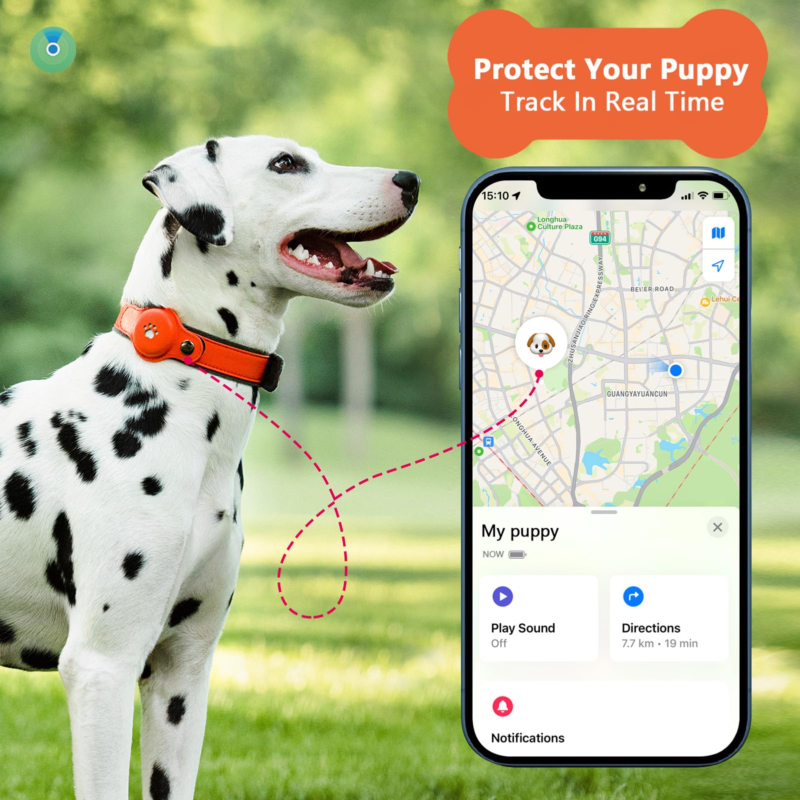 Obroża GPS Tracker dla psów, wodoodporna, lokalizacja GPS w czasie rzeczywistym dla psów, kotów, bagaż, bez opłaty miesięcznej (srebrna)
