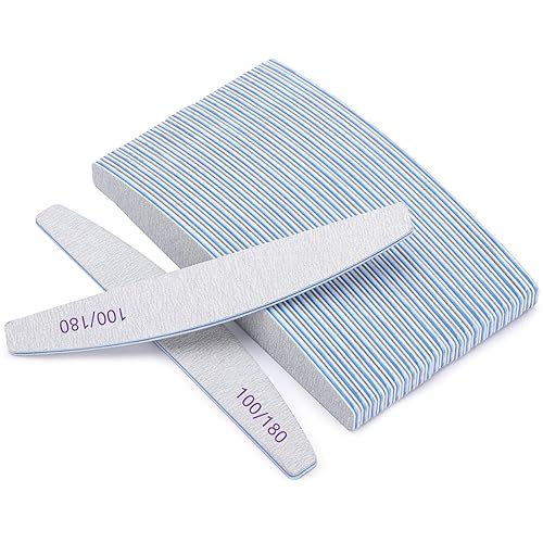 Juego de 25 limas de uñas de grano 100180, tableros de esmeril de doble cara para uñas acrílicas, de gel y naturales, limas de uñas profesionales