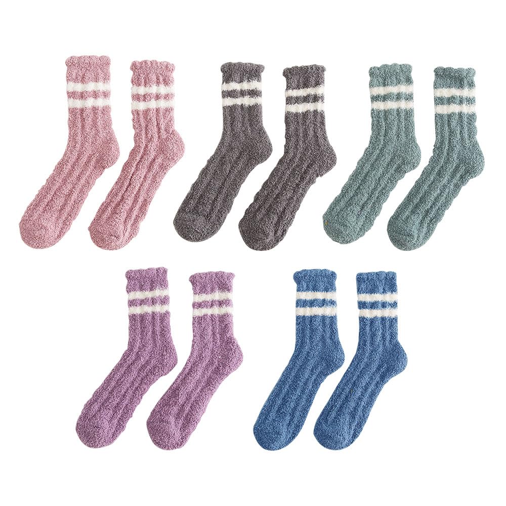 JZS5 pairs Womens Soft Cute Funny Animal Designe Microfiber Slipper Socks Cozy Fuzzy Winter Warm Socks