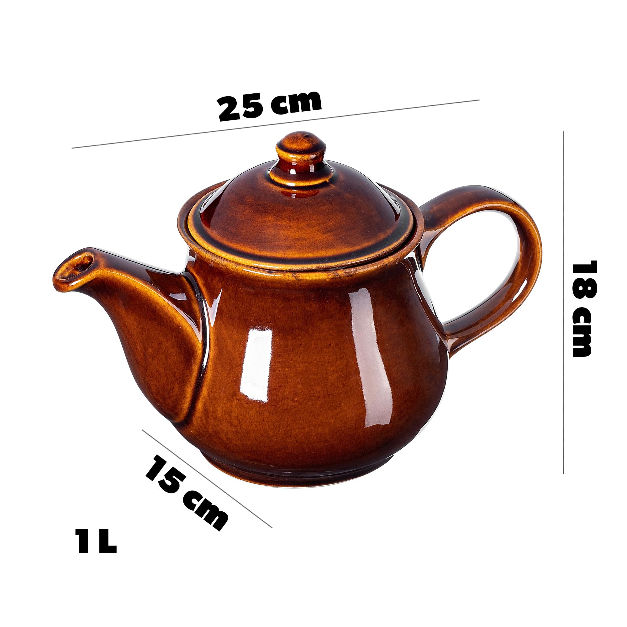KADAX Théière en céramique - Théière de style maison de campagne - Passe au lave-vaisselle - Théière en céramique de qualité supérieure - Pour la maison ou le bureau (sans chauffe-eau)