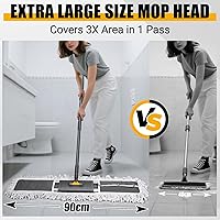 Vista 2 de 36" Commercial Dust Mops for Floor Cleaning, Masthome Professional Industrial Mop with 3 Pads, Heavy Duty Commercial Mop with 62'' Long Handle,Large