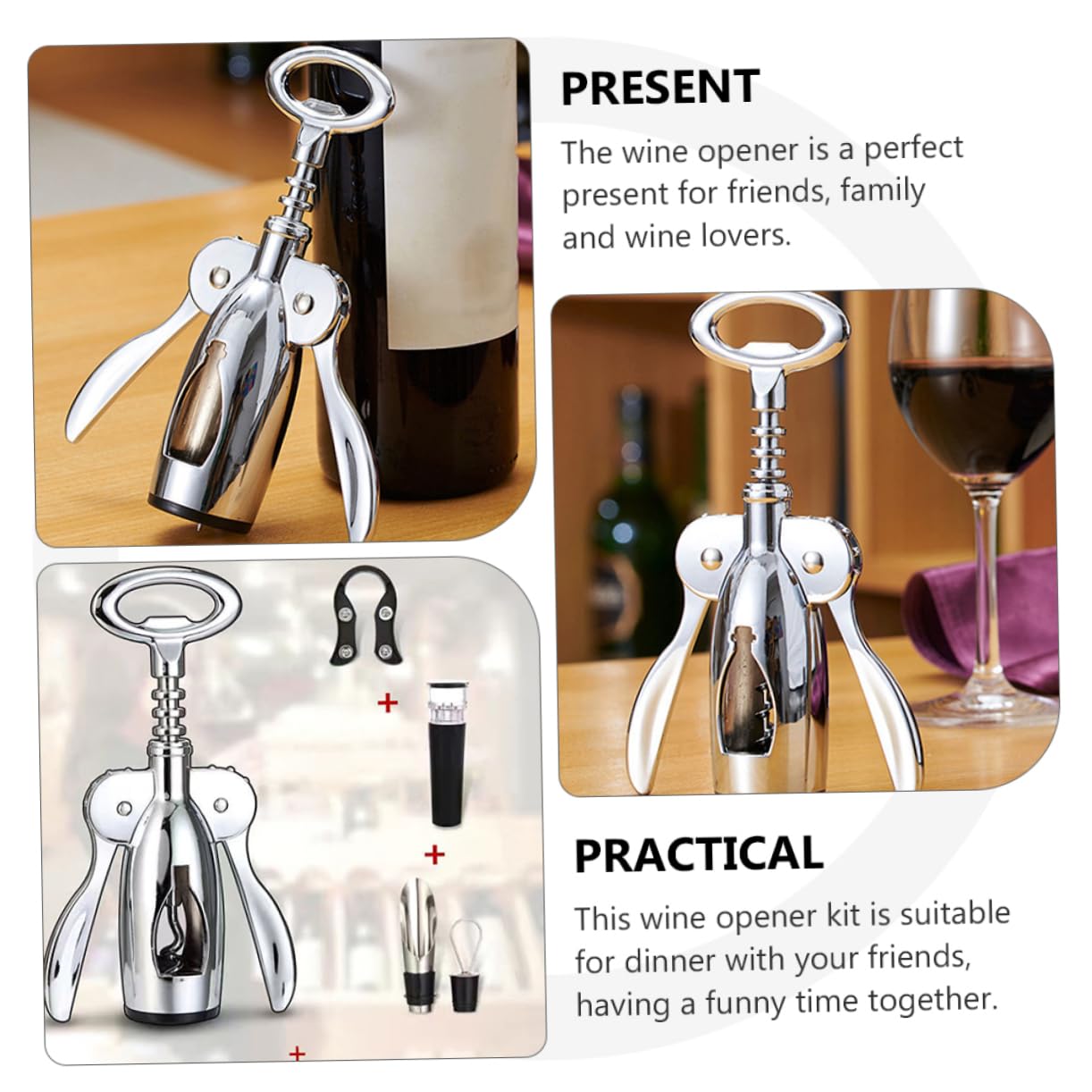 Unomor Stainless Steel Wine Corkscrew for Home Parties Weddings Bars Outdoor Events