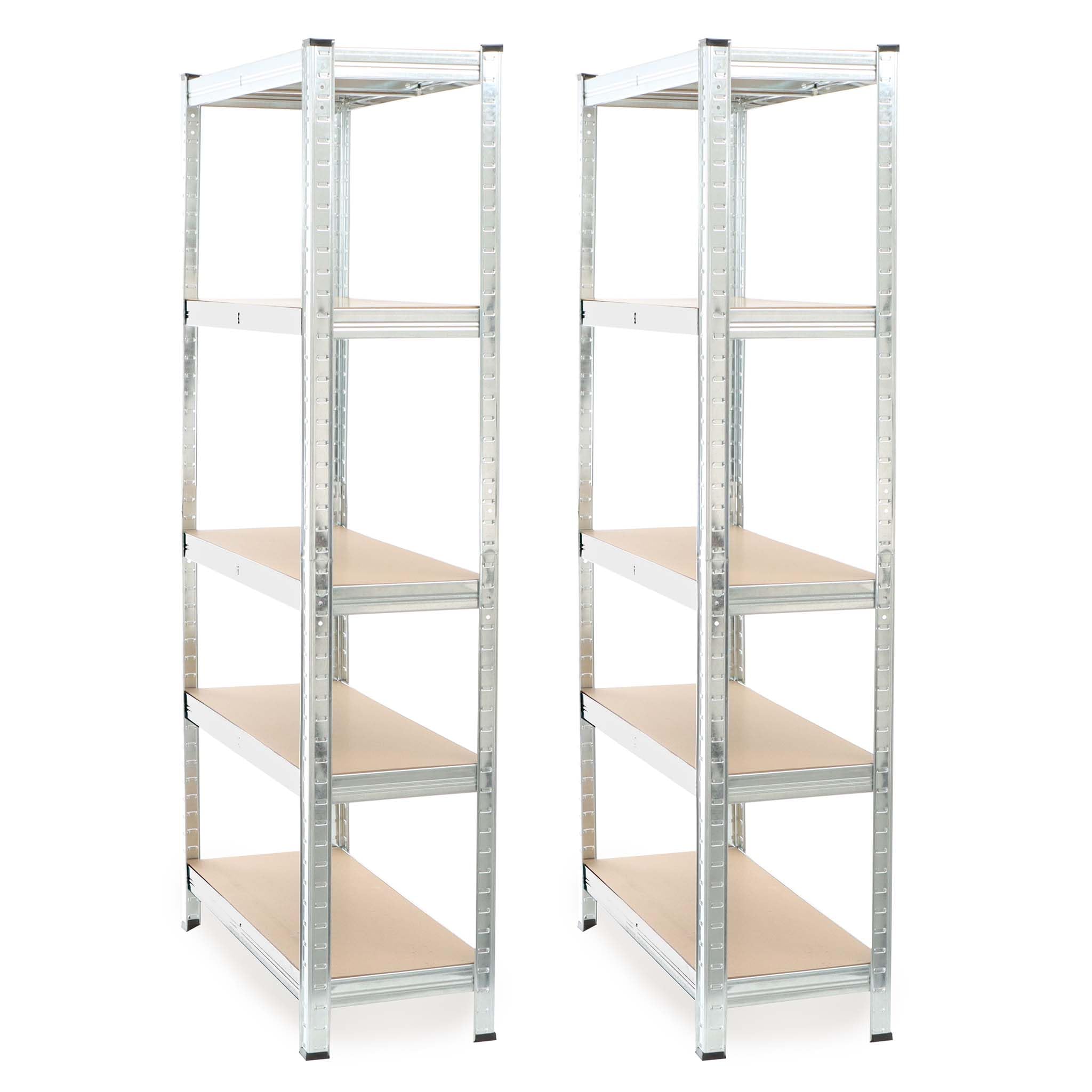 Wiltec 2x Regał magazynowy z ocynkowanej stali 90 x 30 x 180 cm, regał garażowy do 875 kg z montażem bez narzędzi, regał do piwnicy i magazynu