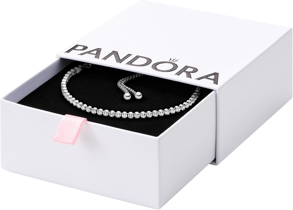 Sparkling Slider Tennis Bracelet - Adjustable Slider Bracelet - Jewelry for Women with Gift Box - Sterling Silver & Cubic Zirconia
