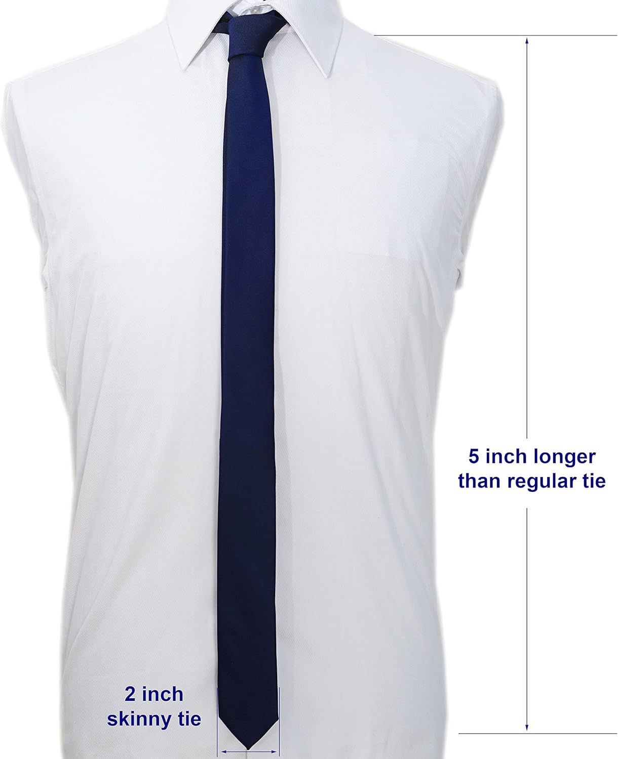Extra Long Solid Skinny Ties for Men 4-Pack, 2 inch Slim and Thin Neckties, 63 inch Long XL Ties for Men Big and Tall - Image 2