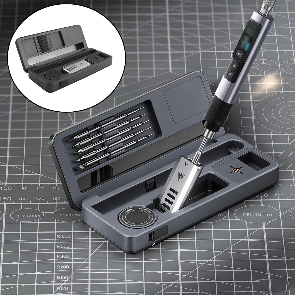 Sylen Ein Satz Elektrische Lötkolben Aufbewahrungsbox, HS-02A Mobile Workbench Storage Box Für HS-02A Smart Lötkolben