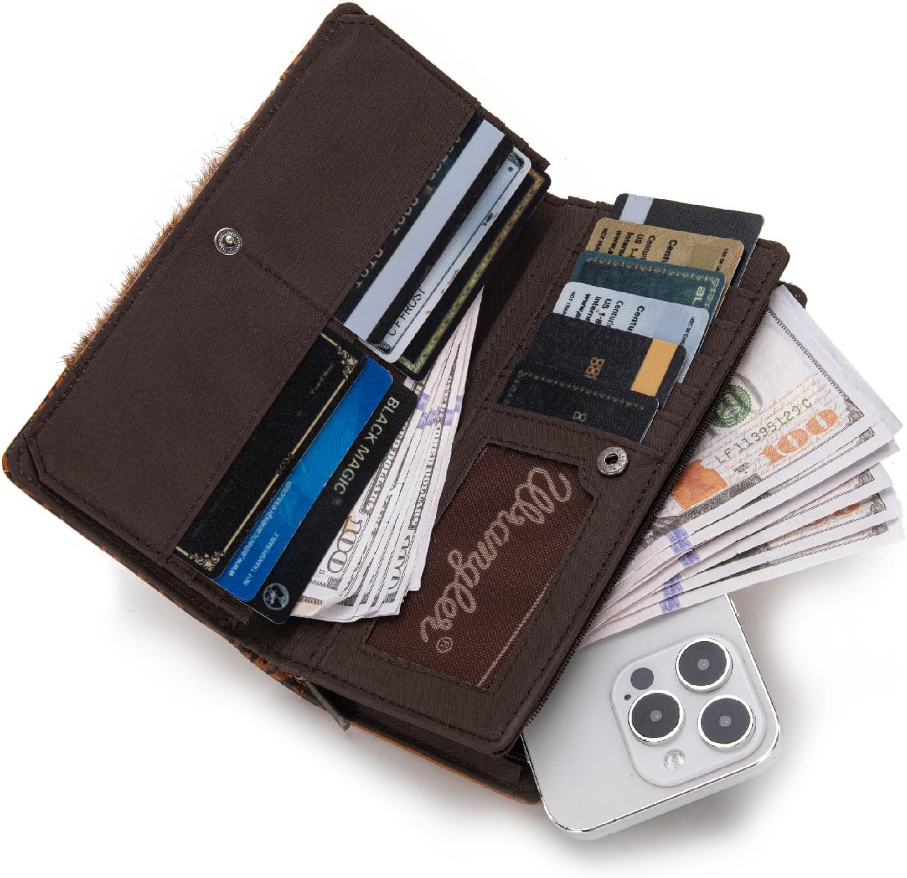 Wrangler Wristlet Wallets Western Wallet for Women Floral Tooled Womens Wallet Boot Stitch Purses | Tooled, Clutch, Boot Stitch, Bifold, with Card Holder - Image 3