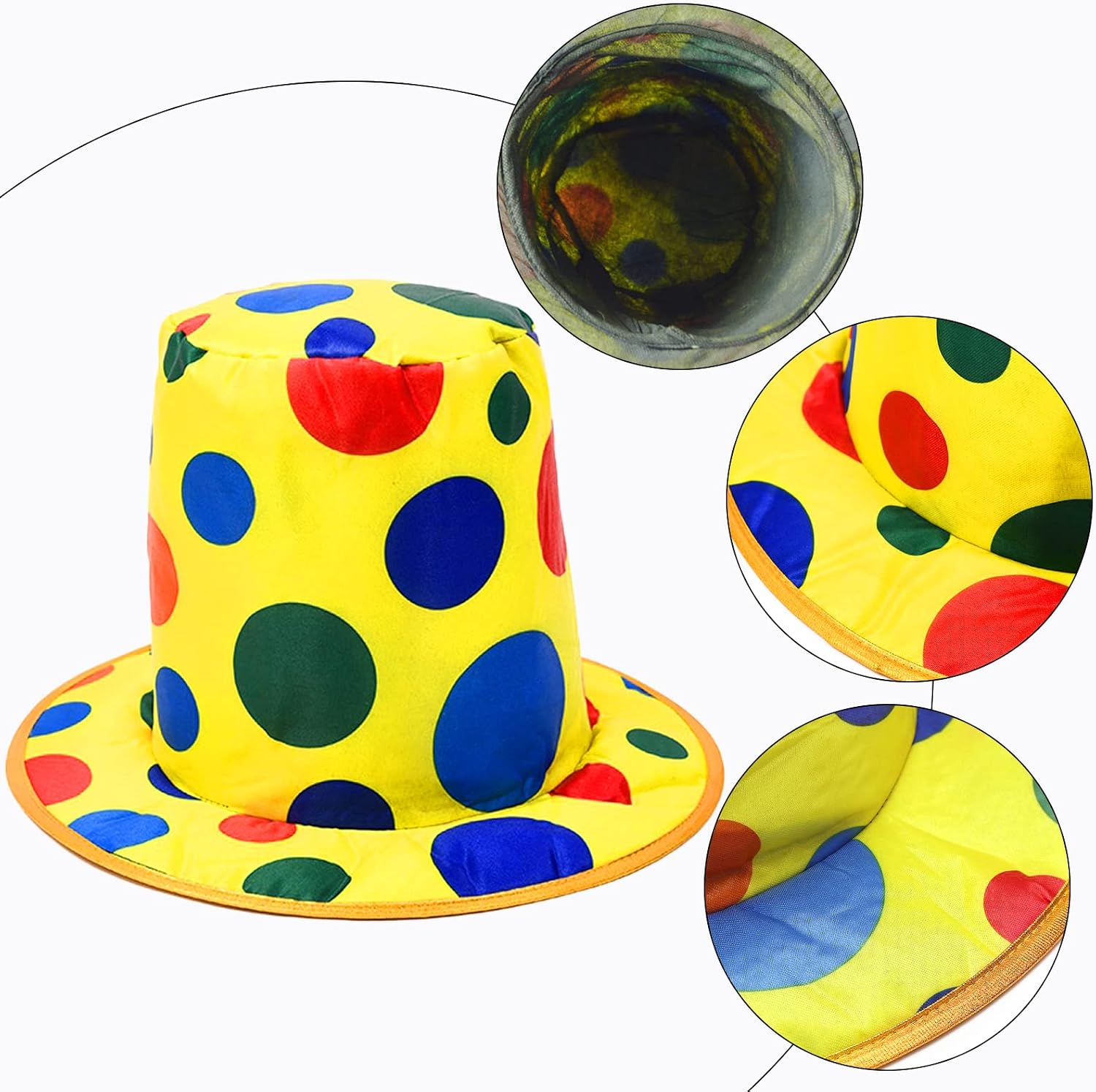 Wittocs Clown Hat Polka Dot Top Hat Crazy Hats Circus Parties Carnivals Rainbow Halloween Cosplay Party