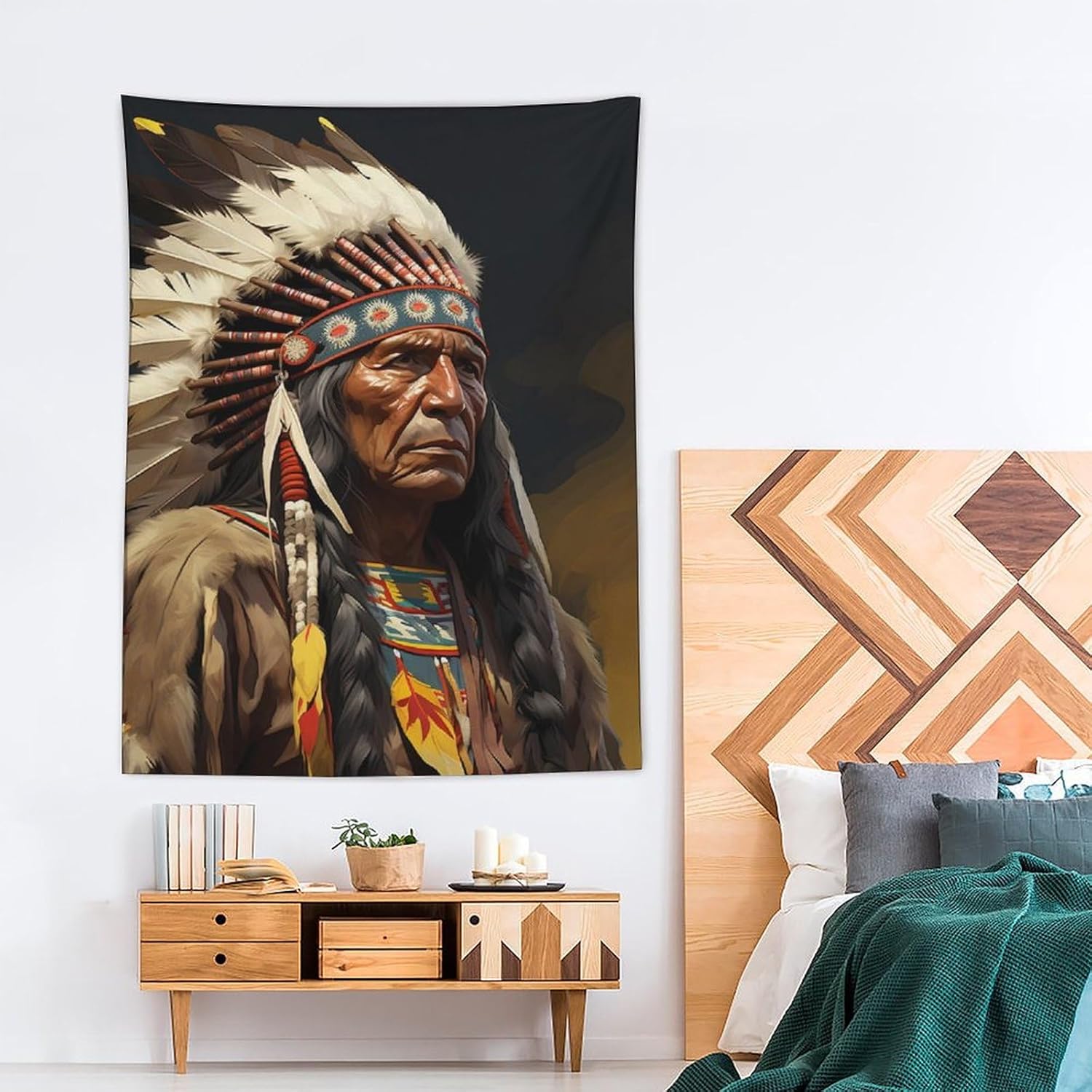Native American The Old Chief Tapestry Wall Hanging Decor Wall Art Posters Tapestries for Bedroom Dorm Living Room 60"x80"
