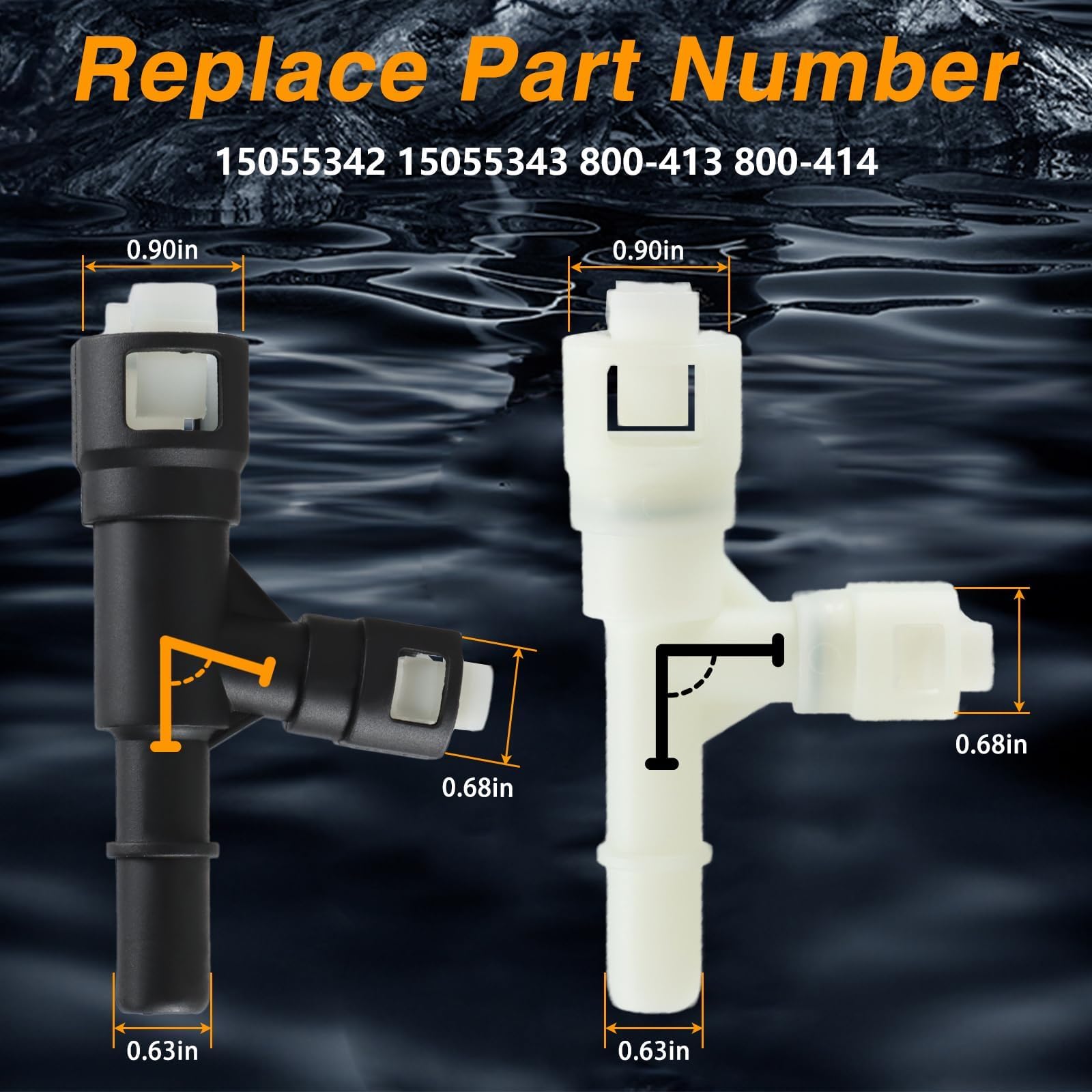 15055343 15055342 Compatible 2 PCS HVAC Heater Hose Fittings - ABS T ...