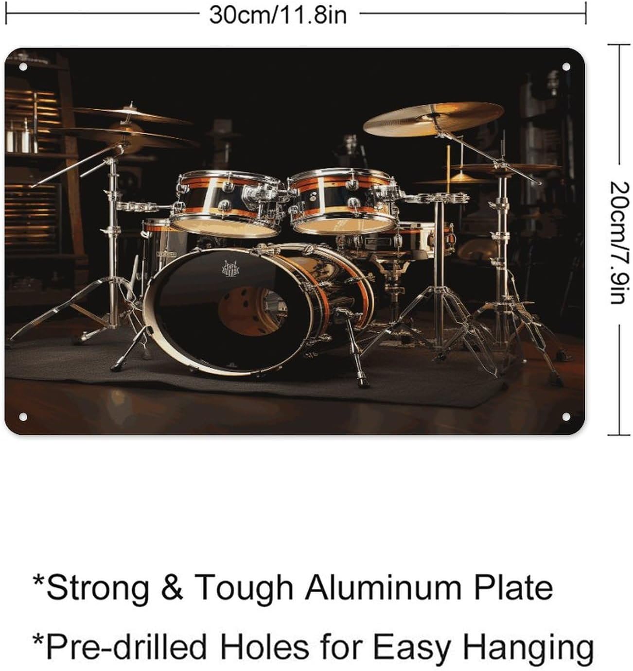Drum Set Aluminum Sign Metal Wall Art Decor image 2