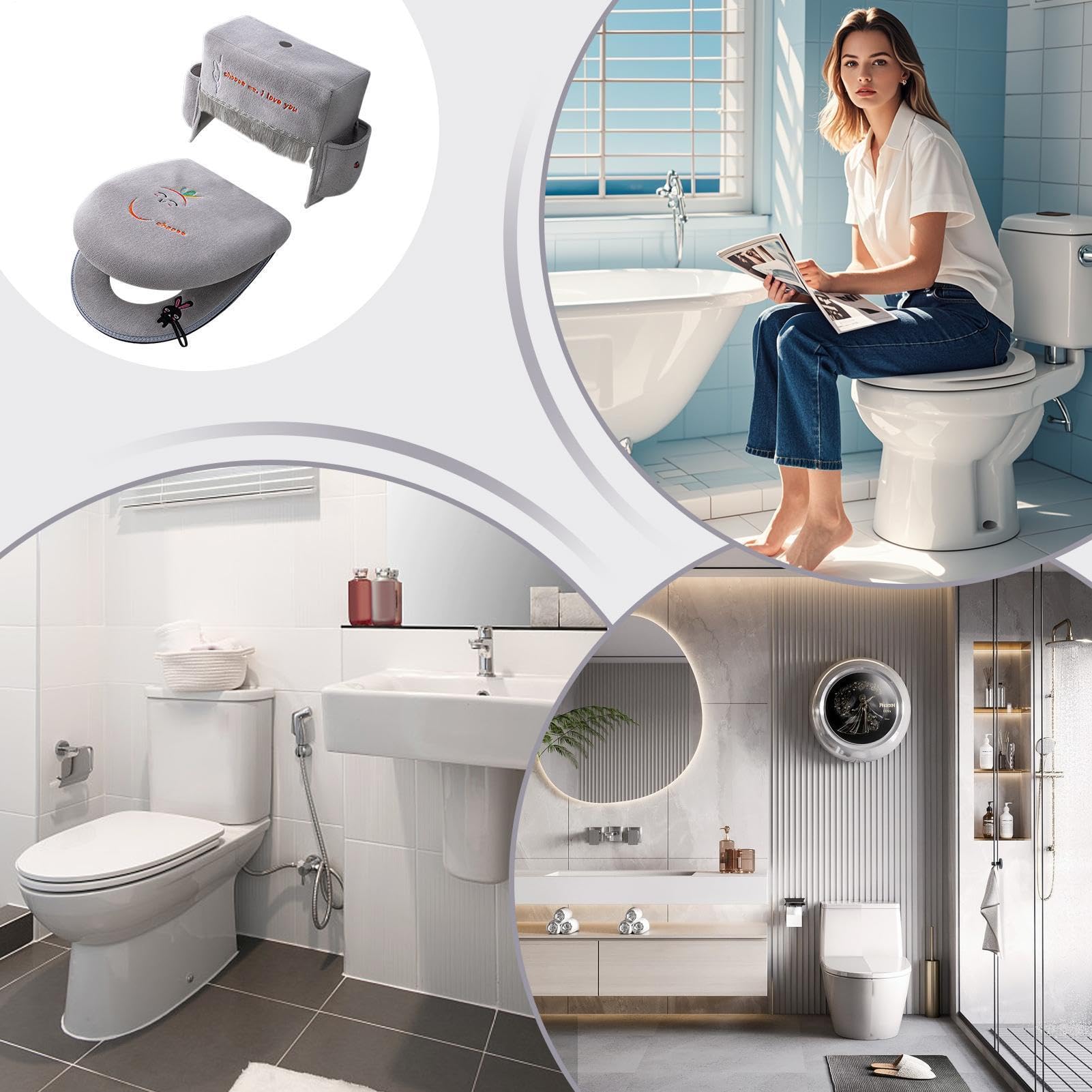 Toiletten-Deckel-Bezüge für das Badezimmer 3-teiliges Set aus weichen