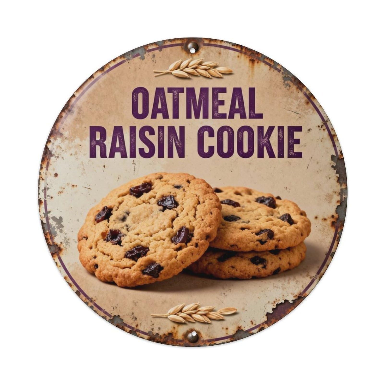 Oatmeal Raisin Cookie Metal Tin Sign Plaque