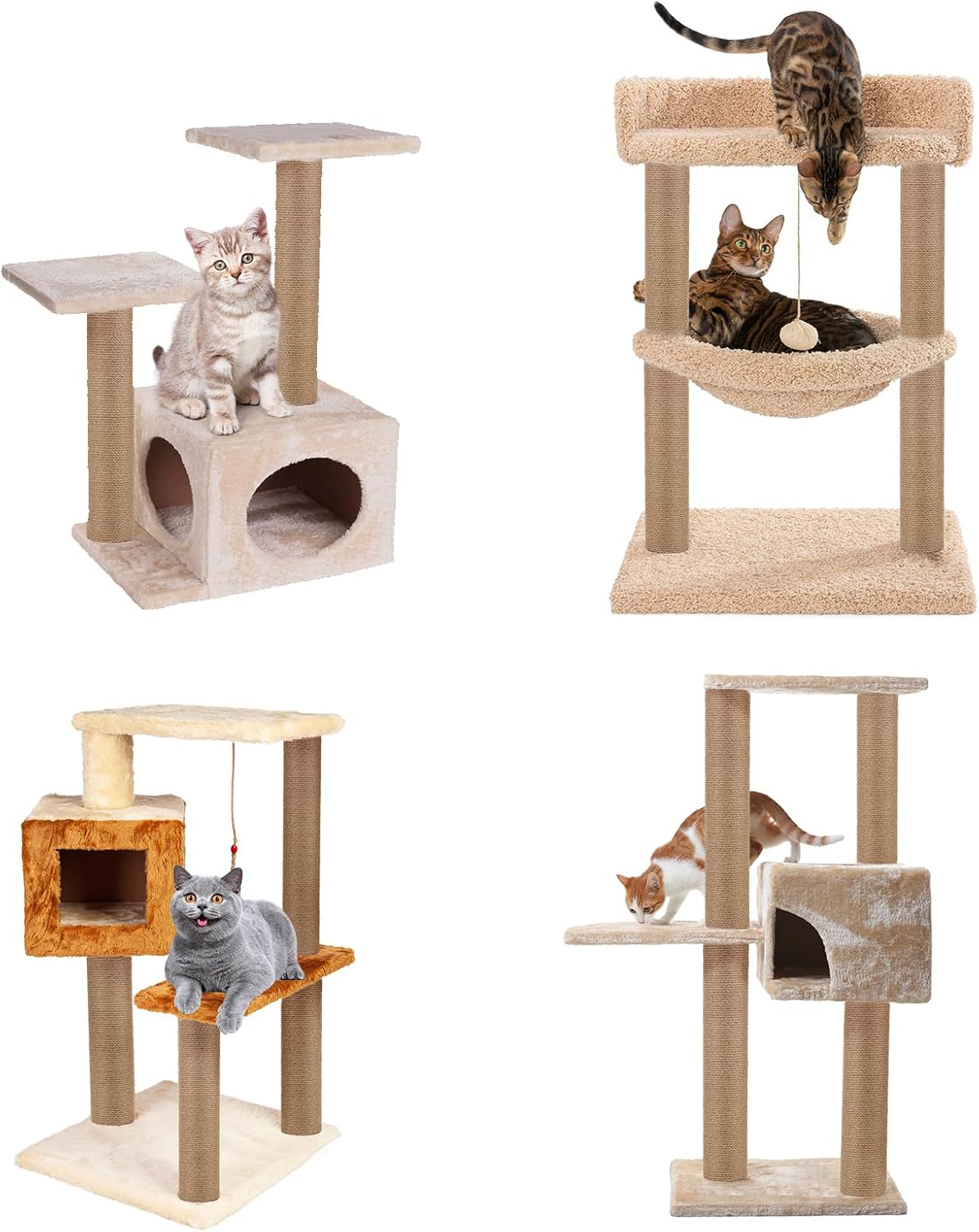 4 PCS M8 Cat Scratching Post Replacement, 15.7 x 3.1 Inches Cat Tree Replacement Post-Natural Jute Pole for Indoor Cats with M8 Screws, for Kitten Tree Tower Spare Cat Furniture Accessories