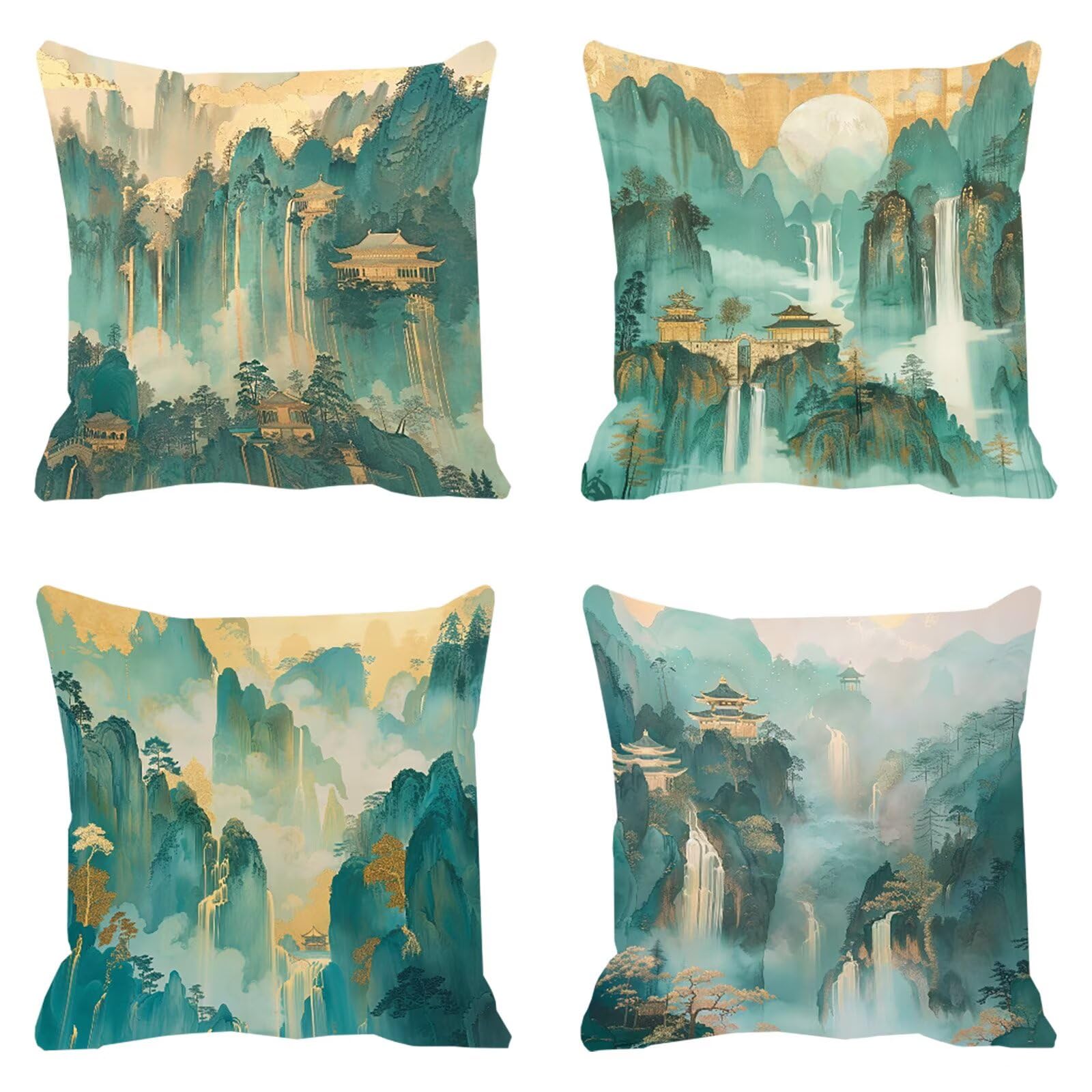 Housse de coussin extérieur imperméable turquoise 60x60 pour canapé de jardin en velours