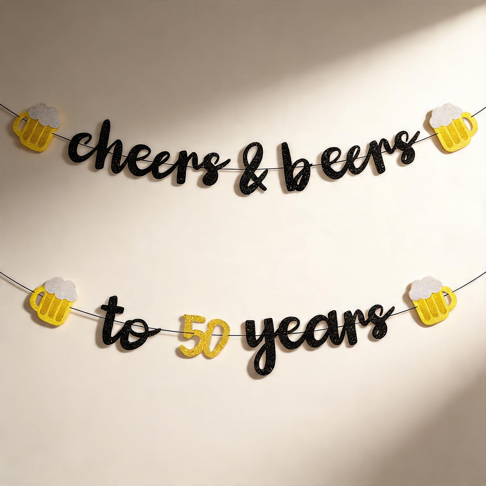50th Birthday Banner - Beer Theme Decor for Adult Party - Easy to Hang Indoor Outdoor Milestone Celebration Decoration