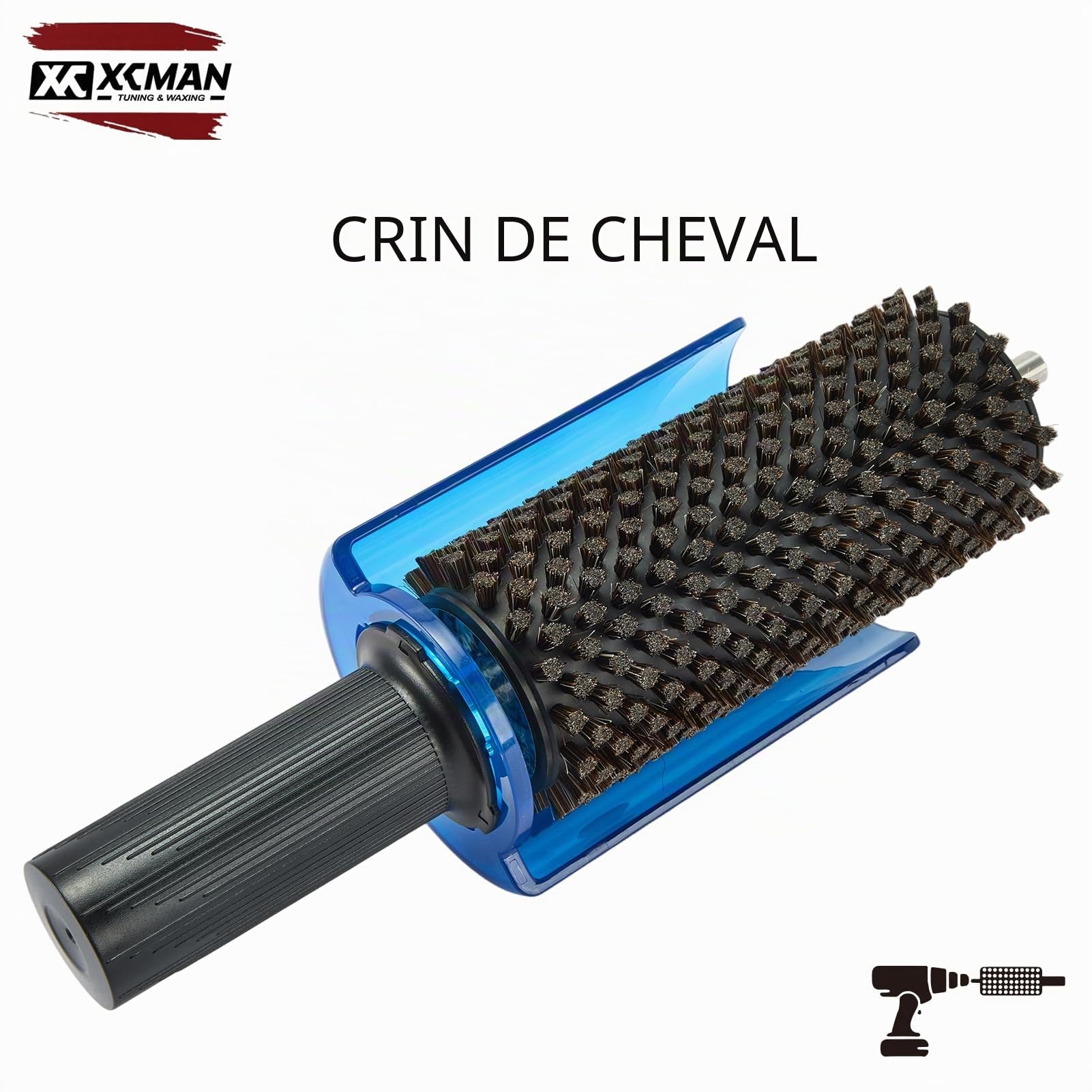 XCMAN Kit de brosse Roto pour ski 150 mm avec manche et 3 brosses : nylon, crin de cheval, laiton