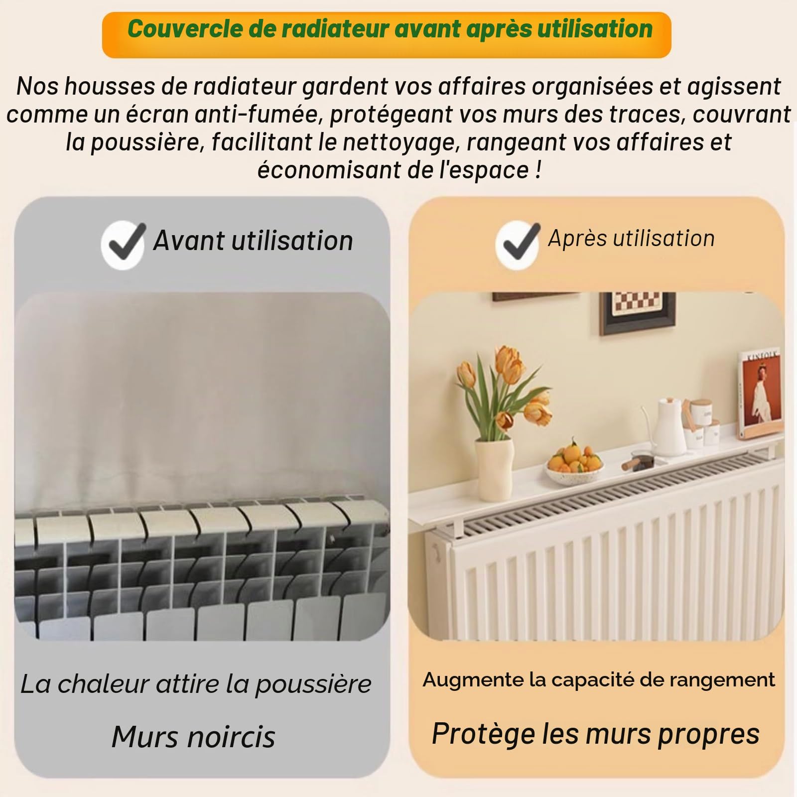 éTagèRe Tablette De Radiateur 40 80 80140140180200 CM Cache-radiateur en aluminium, étagère pour radiateur en fonte avec support en acier inoxydable, étagère sur radiateur, aucun perçage requis, insta