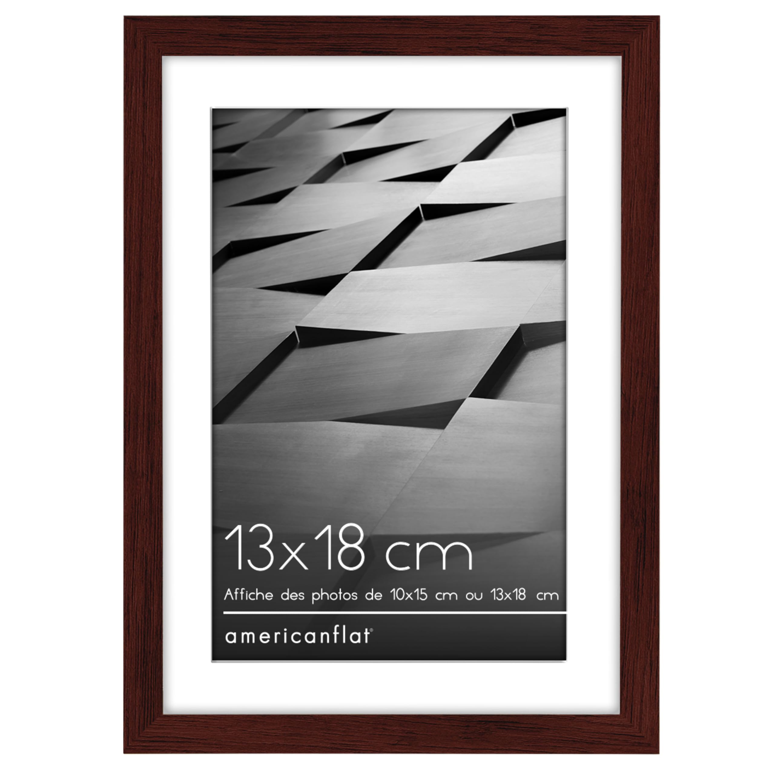 Cadre photo 20x20 cm en noyer avec verre incassable pour mur et table