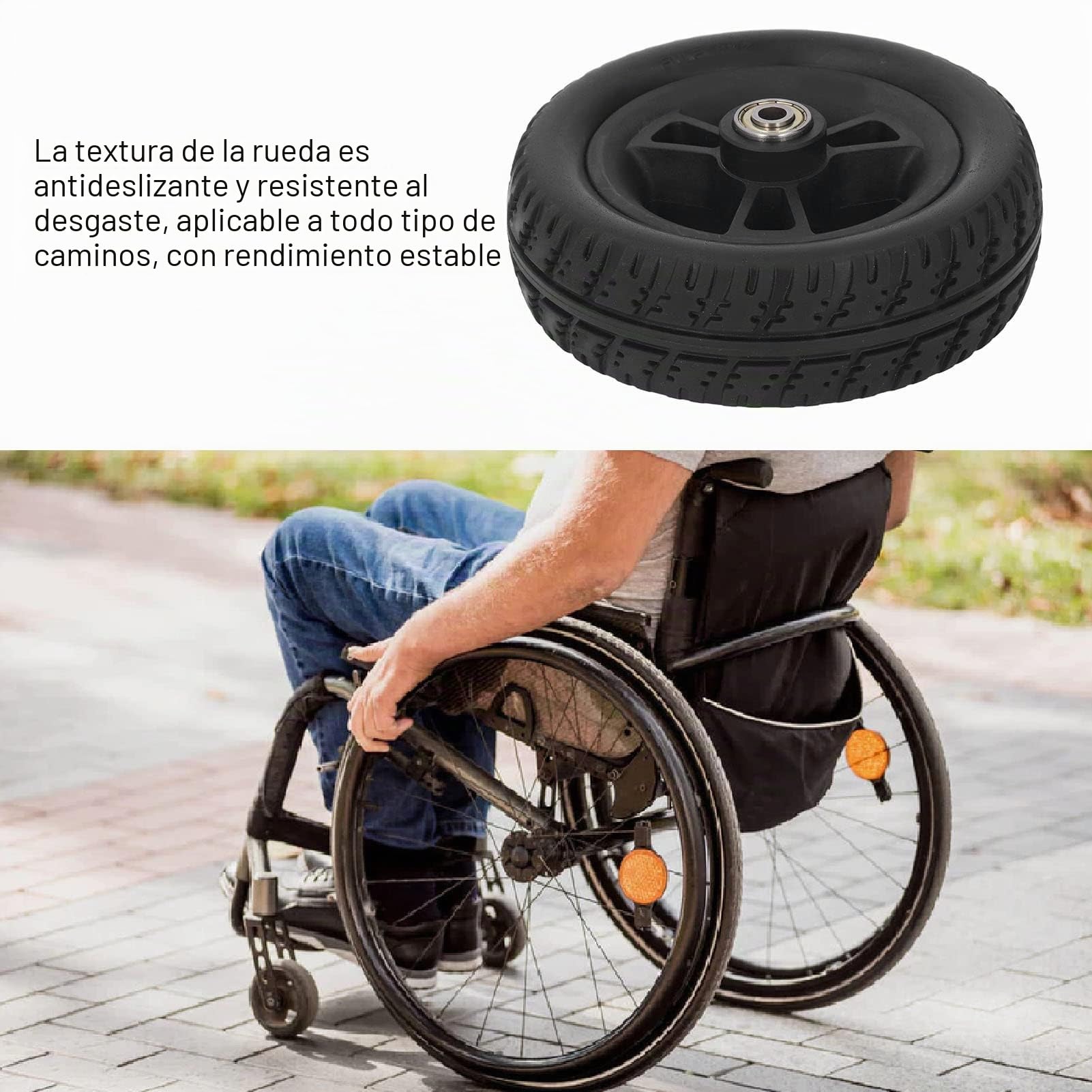 Rueda para Silla de Ruedas de 6 Pulgadas, Repuesto de Neumático Universal para Andador de Antideslizante Resistente al Desgaste PU para Sillas de Ruedas y Andadores