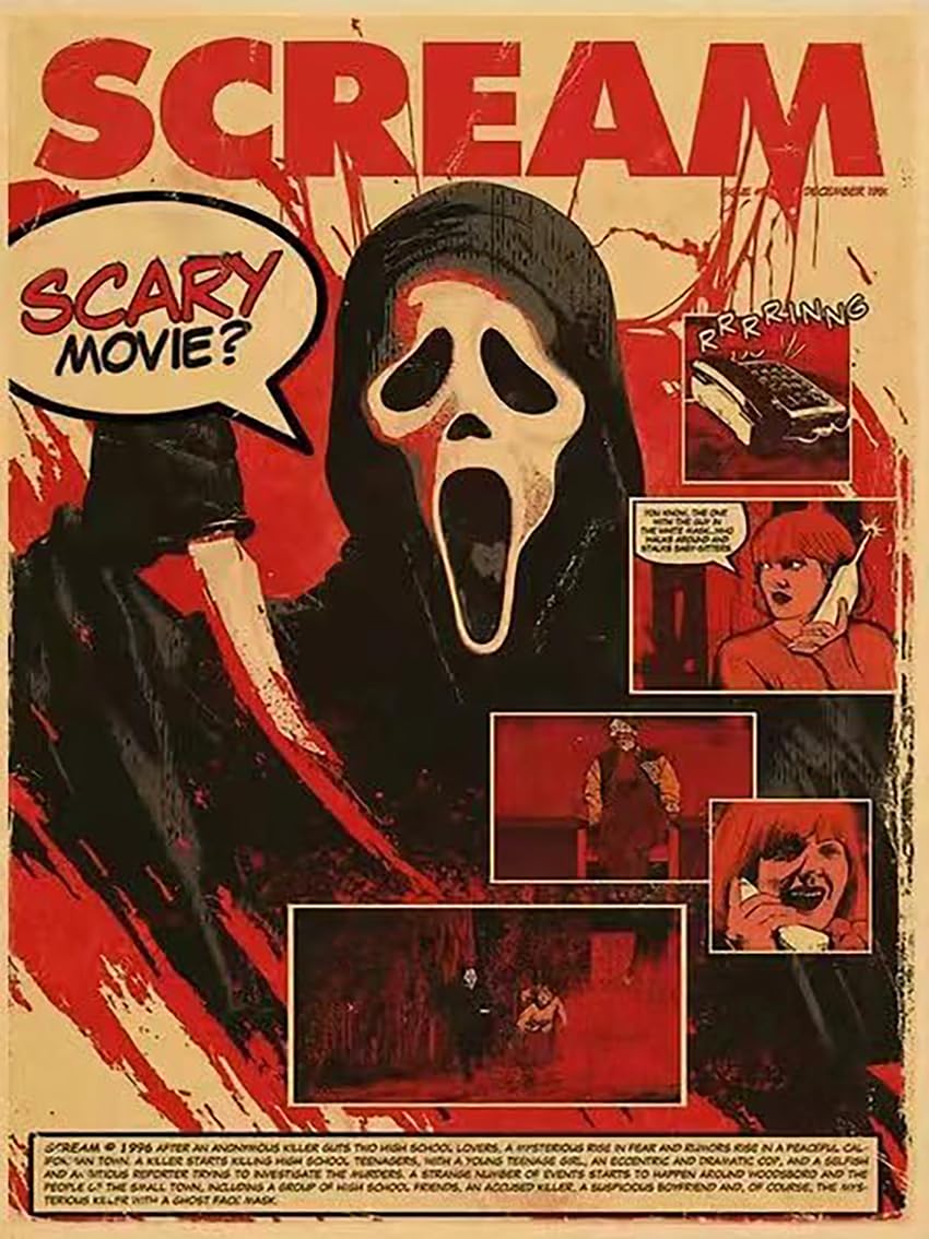 JLHATLSQ Halloween Paint by Numbers Kits for Adults, Horror DIY Paint by Numbers for Beginner, Scream Paint by Number for Gift and Home Decor 16X20 Inch