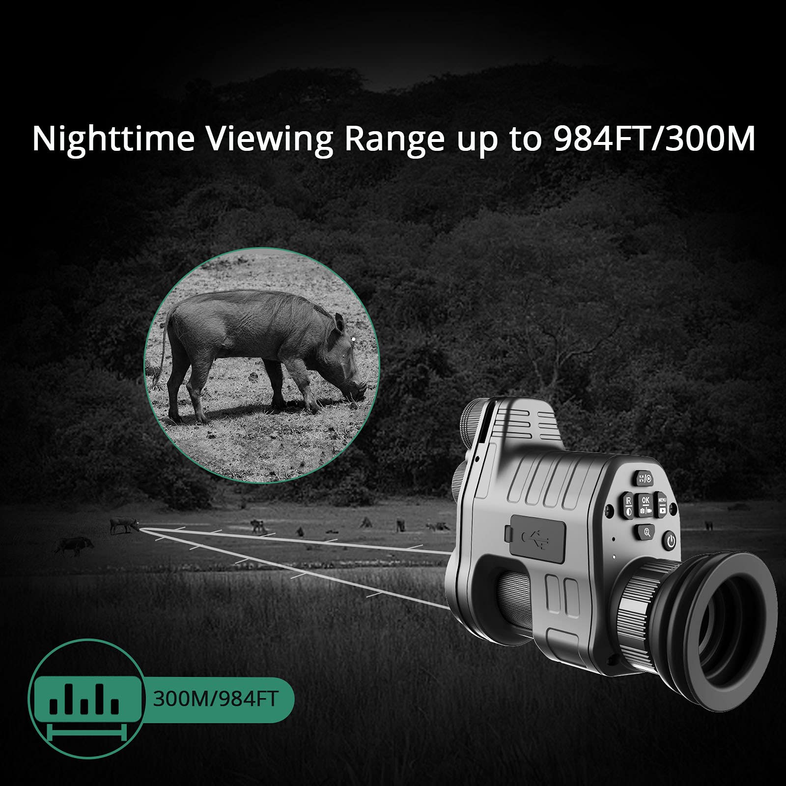 oneleaf.ai Commander NV100 HD Digital Night Vision Monocular, Builtin