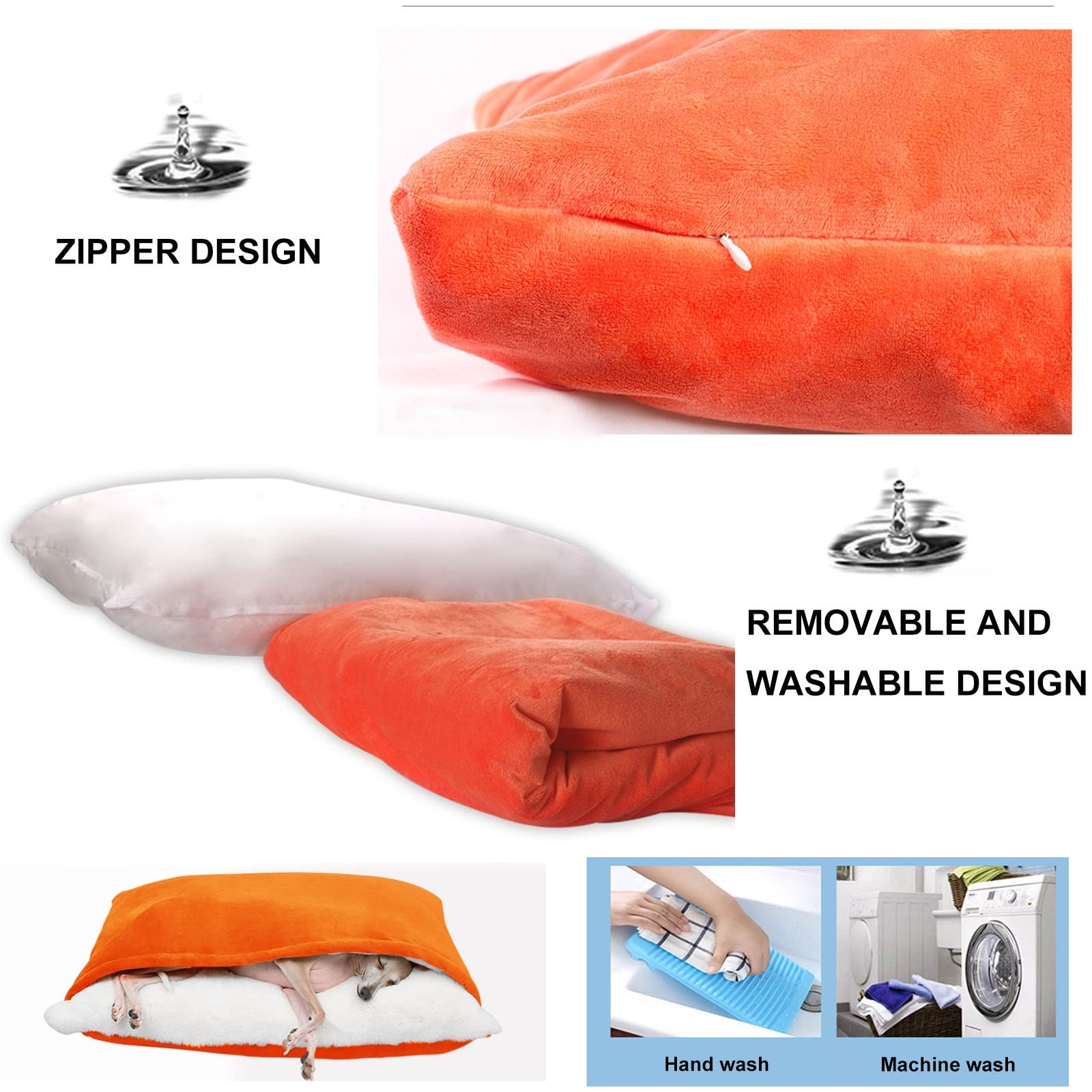 Cama calmante con capucha para perro, cama ortopédica para perros y gatos con manta con capucha, lavable, sacos de dormir extraíbles para mascotas pequeñas y medianas, suave y mullida cama para perros