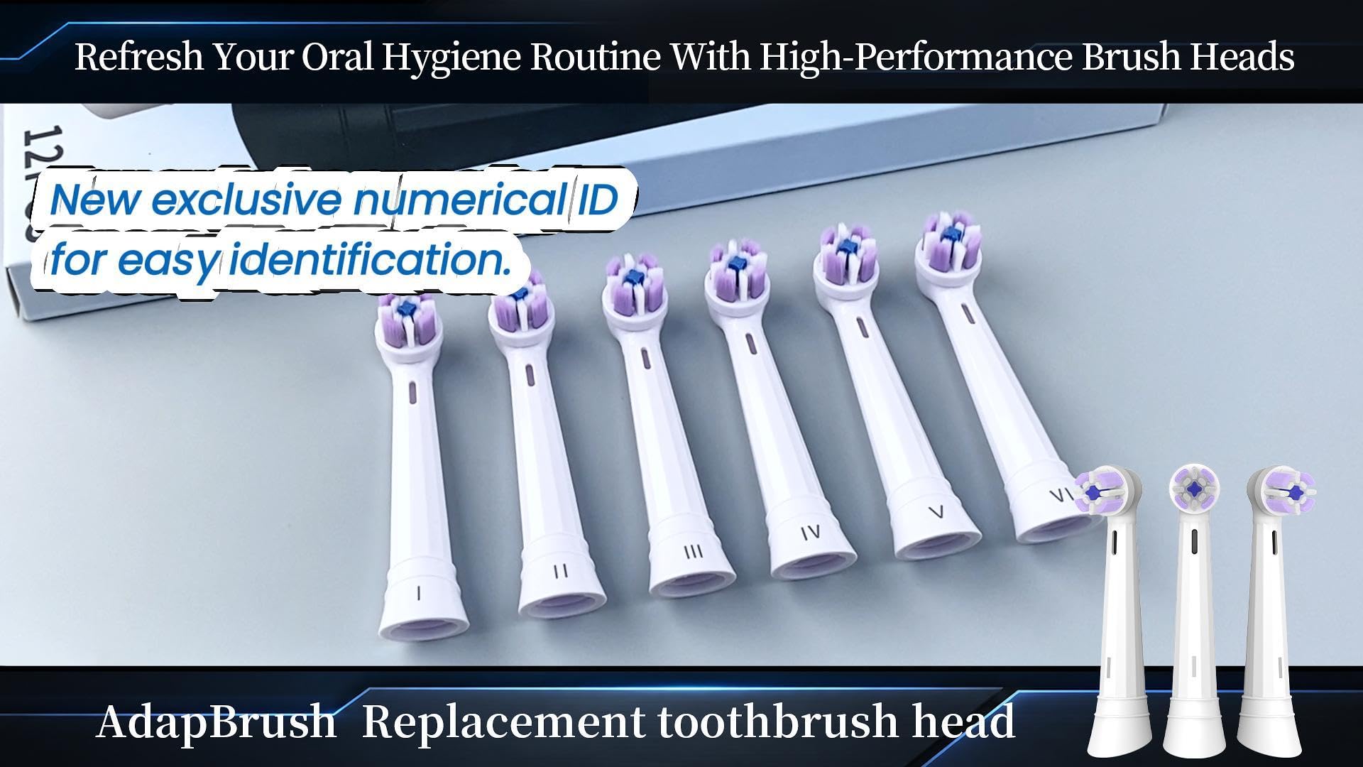 Testine di ricambio compatibili con spazzolini elettrici Oral-B, rimuovono efficacemente la placca, realizzate con setole morbide Dupont, bianche, confezione da 12