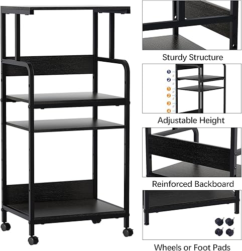 Miniatura 2 de Soporte de 4 niveles con estante de almacenamiento, mesa de impresora móvil alta para oficina en casa, soportes ajustables para escáner de prensa de