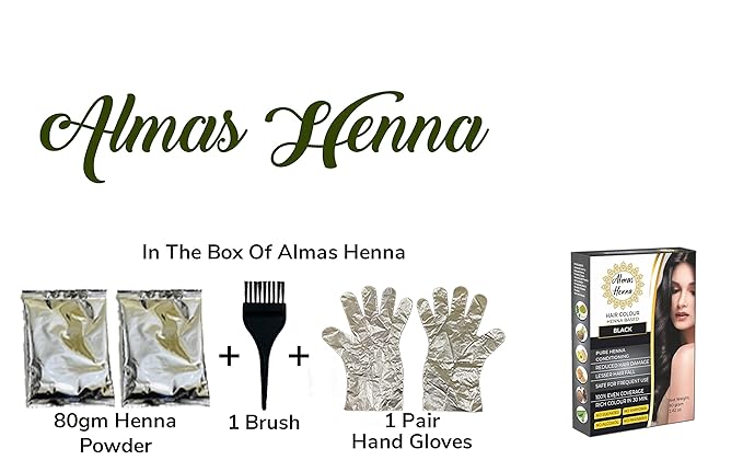 ALMAS Henna 80 g Tinte para Cabello Negra miniatura 2