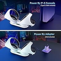 Vista 4 de Estación de carga para controlador PSVR2 Sense Controller, base de carga dual para PS VR2, estación de carga magnética con 4 terminales magnéticos