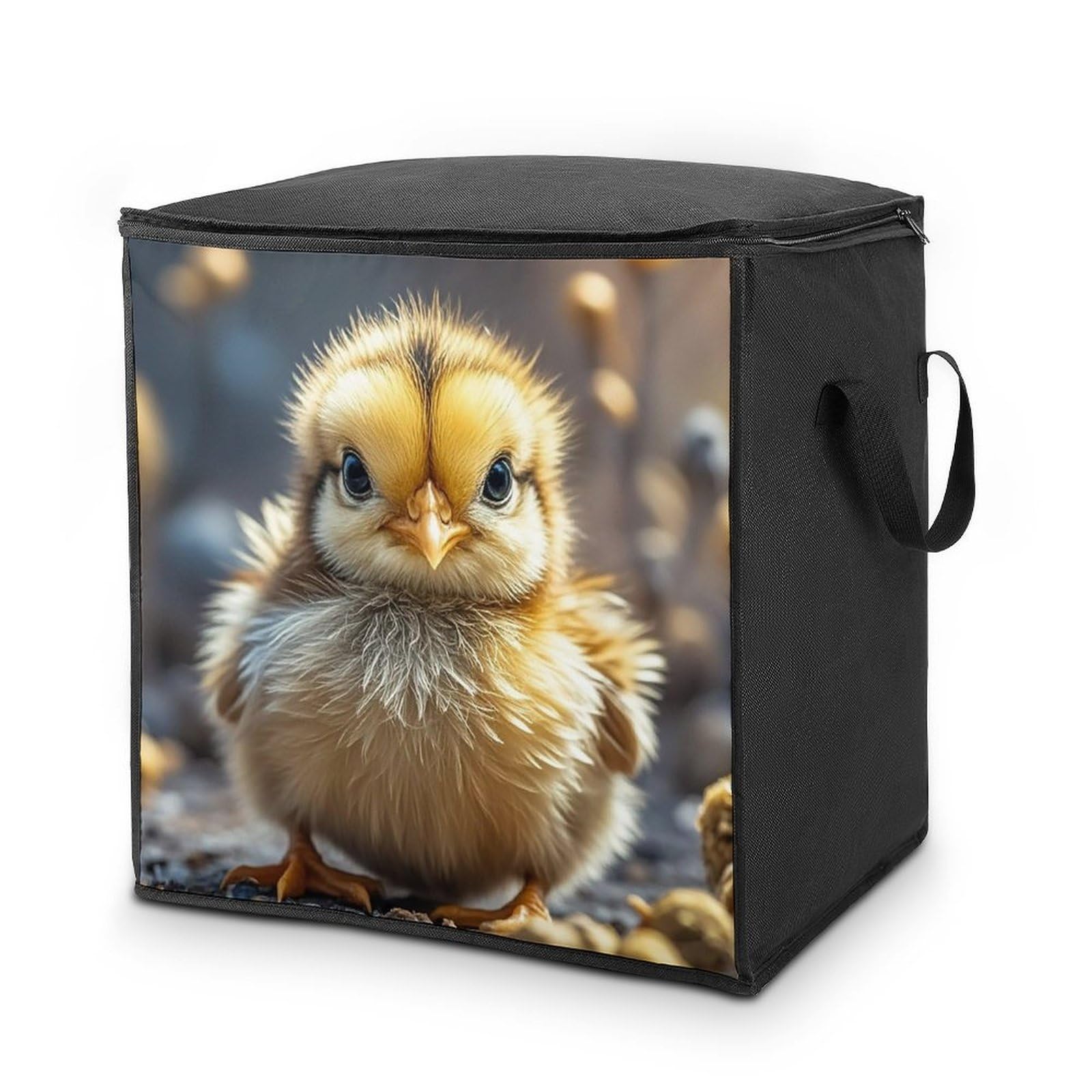 Chicken Chick Storage Bag with Zippers And Handle Extra Large Bedding Comforter Storage Bag Foldable Blanket Storage Bags Fabric Moving Bags for Closet Organizer (70L)