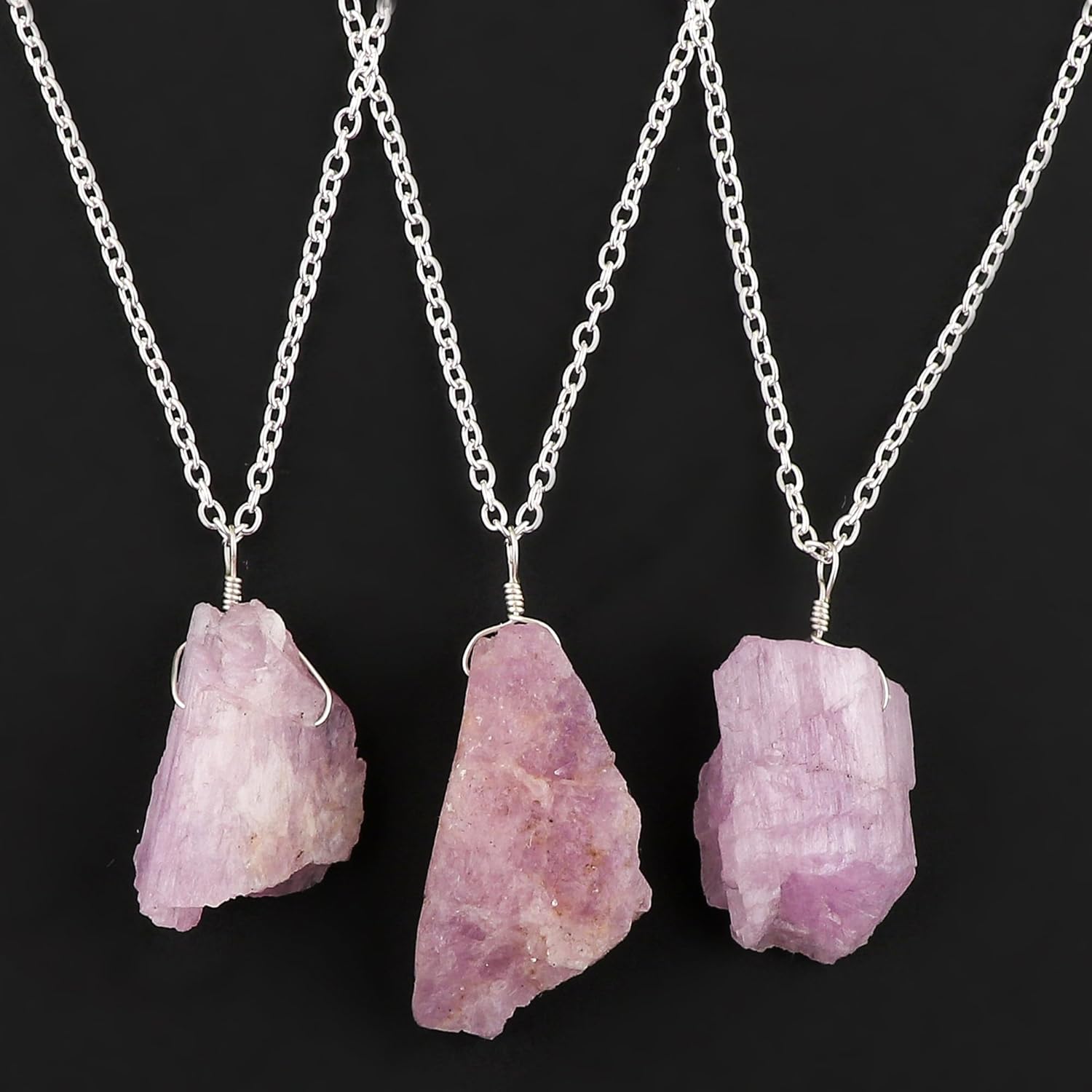 Raw Gemstone Pendant Necklace for Women |Natural Healing Crystal Rough Pendant 15–25 Carat | 8–14 mm Stone |Silver Plated Chain 16+2 Inch Adjustable | Gift Jewelry - Image 3