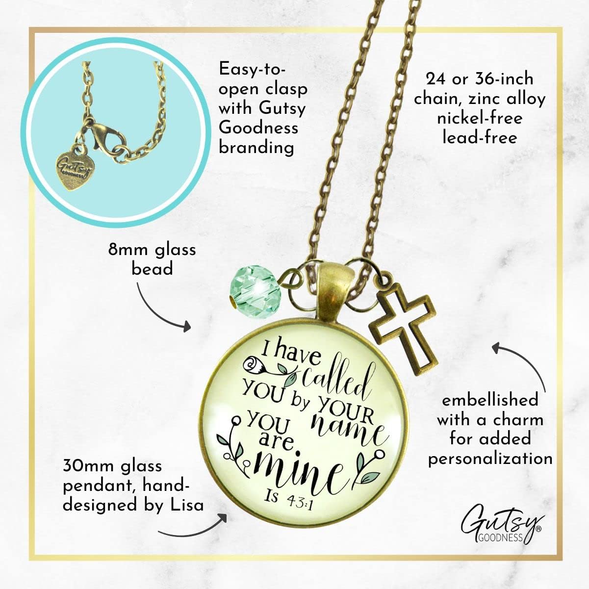 Gutsy Goodness Faith He Cares Necklaces Handmade Encouragement Christian Women's Message Jewelry Pendants