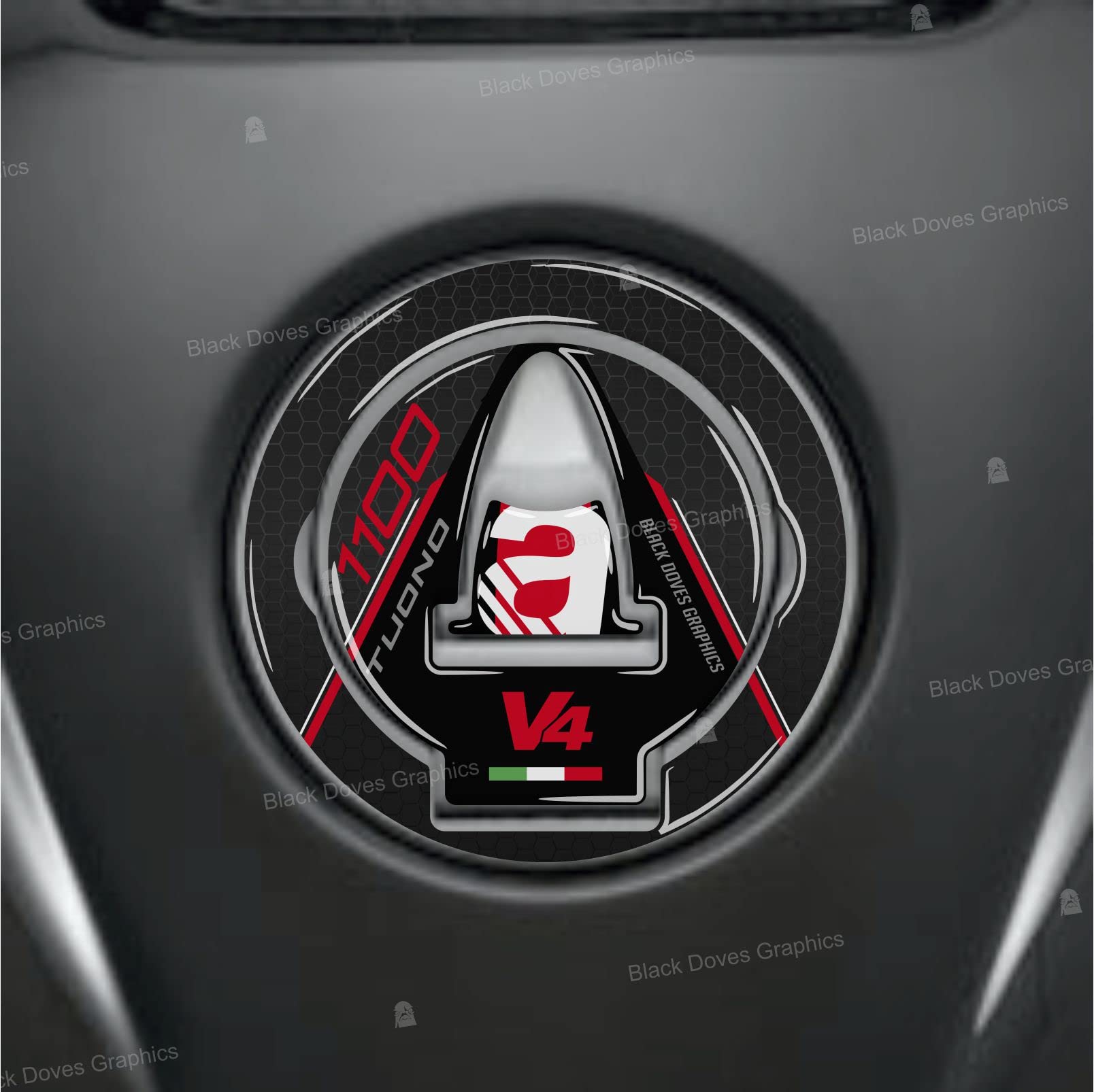 Adesivo 3D protezione tappo serbatoio compatibile con Aprilia Tuono 1100 v4 dal 2021