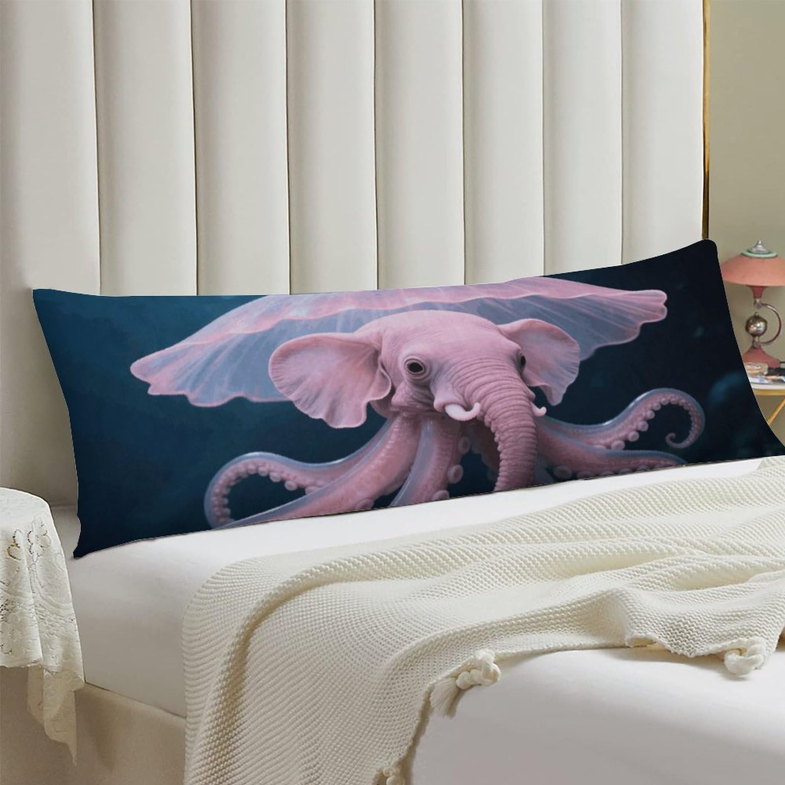 Body Pillow Cover 20x54 Long Pillow Case with Invisible Zipper Breathable Microfiber Dumbo Octopus Pillowcase Soft Cozy Protector for Bedroom Couch Sofa Bed Home Decor All Seasons