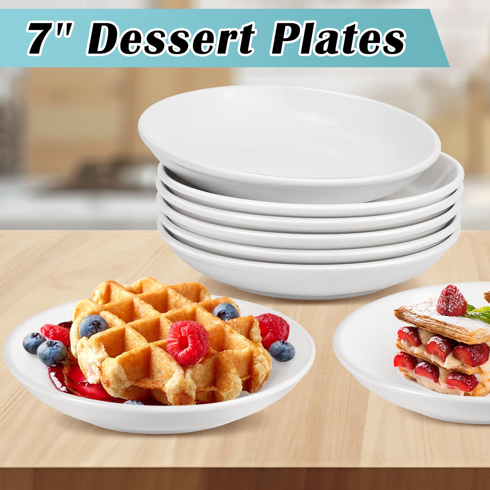 Paquete de 6 platos de postre de cerámica (7 pulgadas)